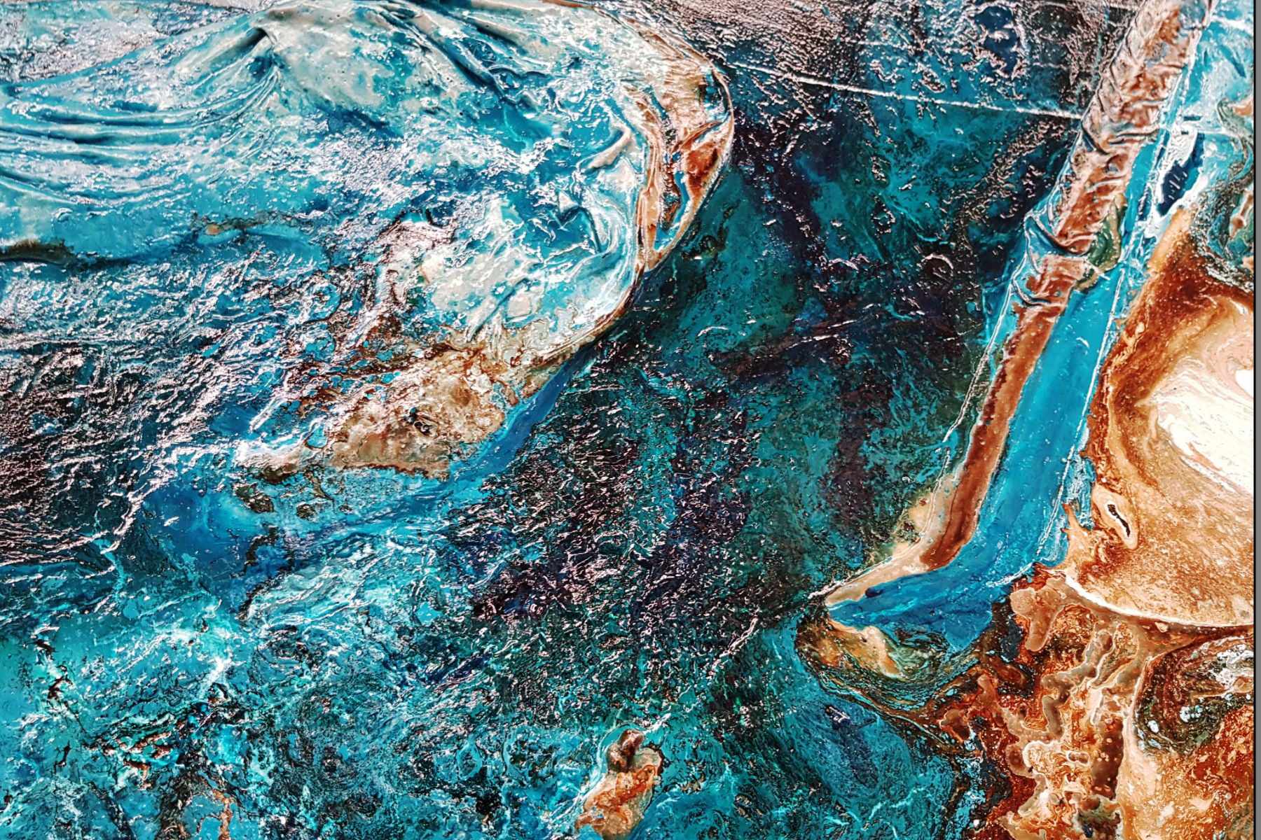 270cm x 120cm Turquoise White Textured Abstract Canvas Painting - Modern Wall Art for Living Room, Bedroom & Office Decor - Large Contemporary Home Artwork