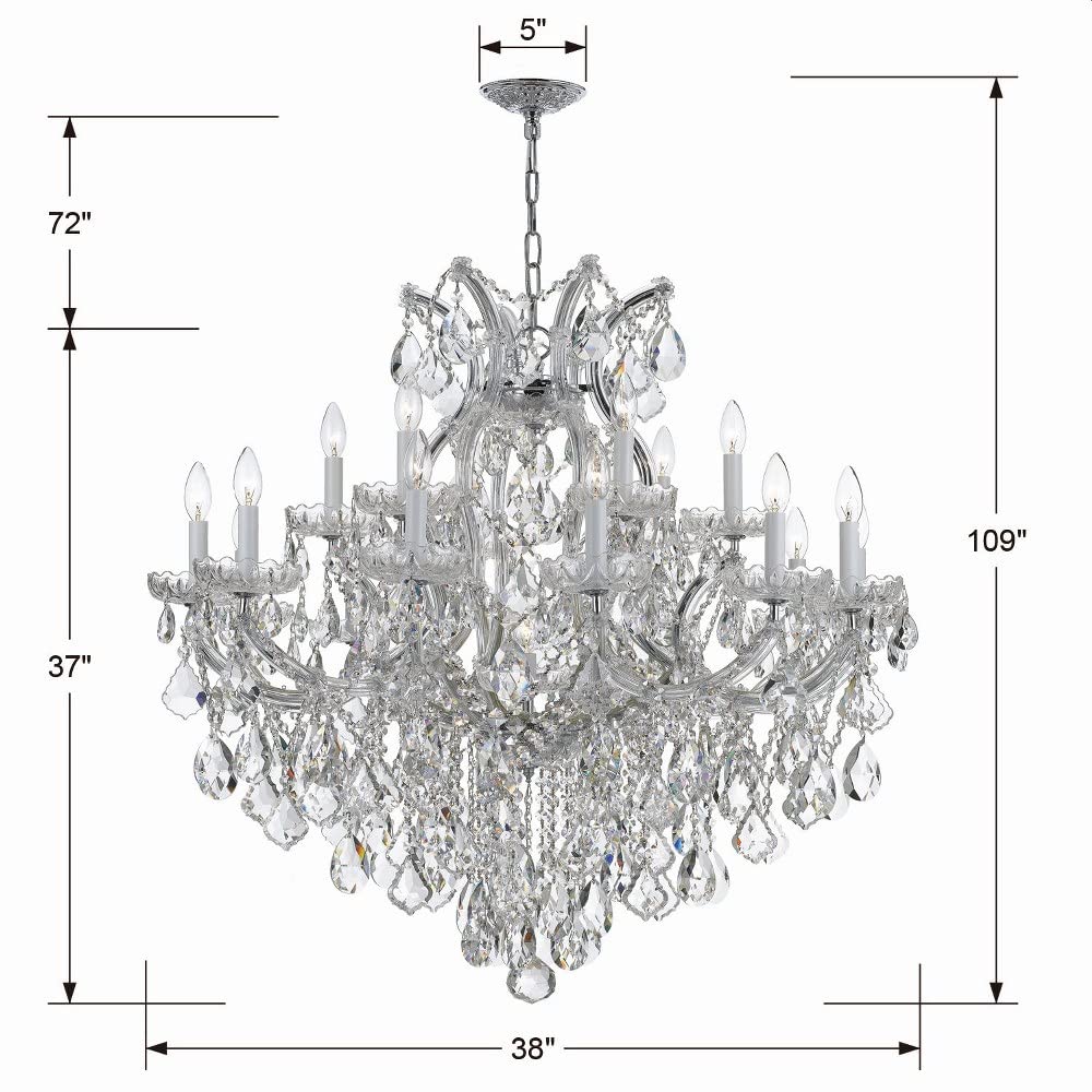Maria Theresa 19-Light Clear Italian Crystal Gold Chandelier - Luxury Ceiling Lighting Fixture for Dining Room, Living Room & Bedroom