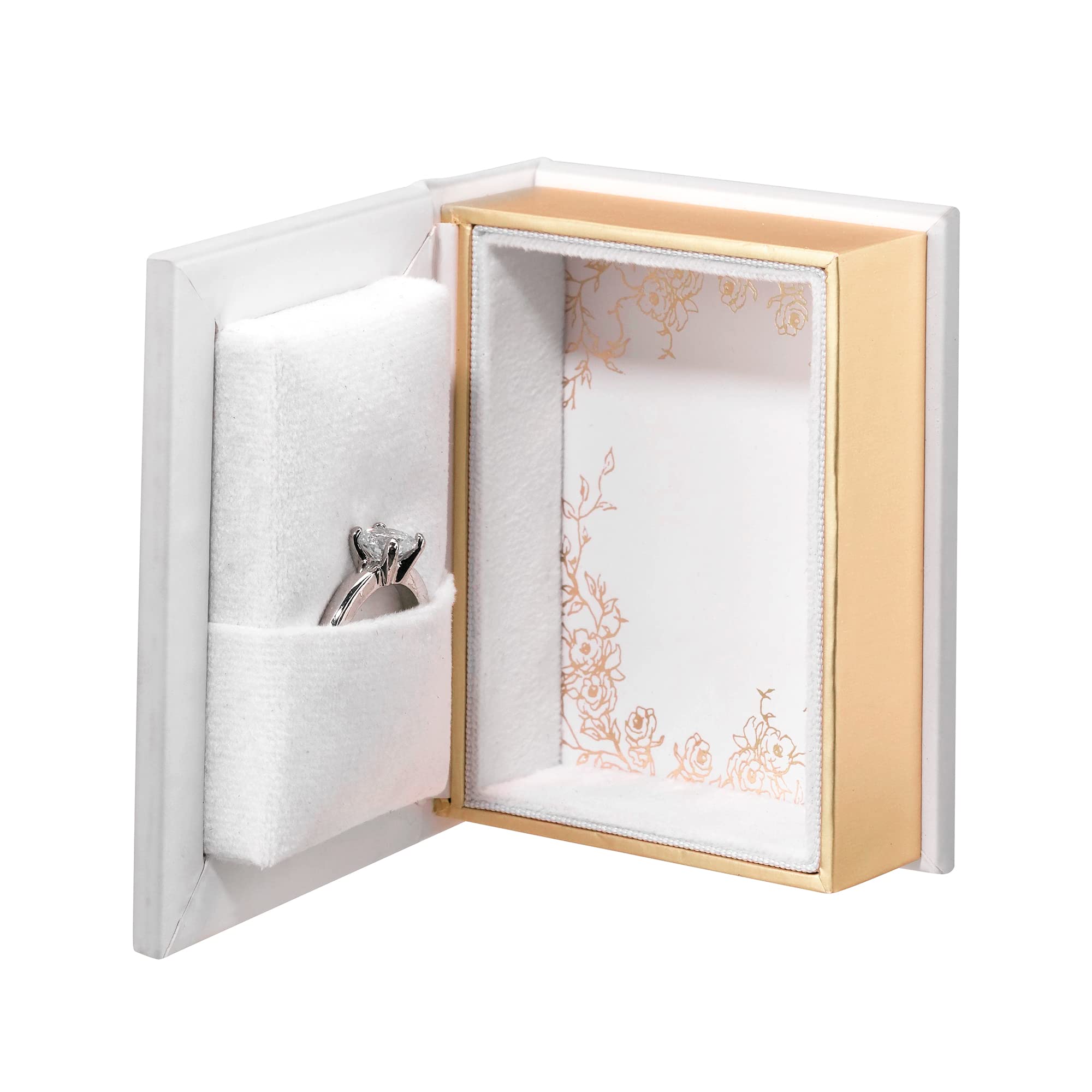 Lillian Rose Wedding Ring Book Box - Elegant White Keepsake Box for Jewelry Storage, Engagement & Wedding Rings - Perfect for Bridal Showers, Proposals & Anniversary Gifts
