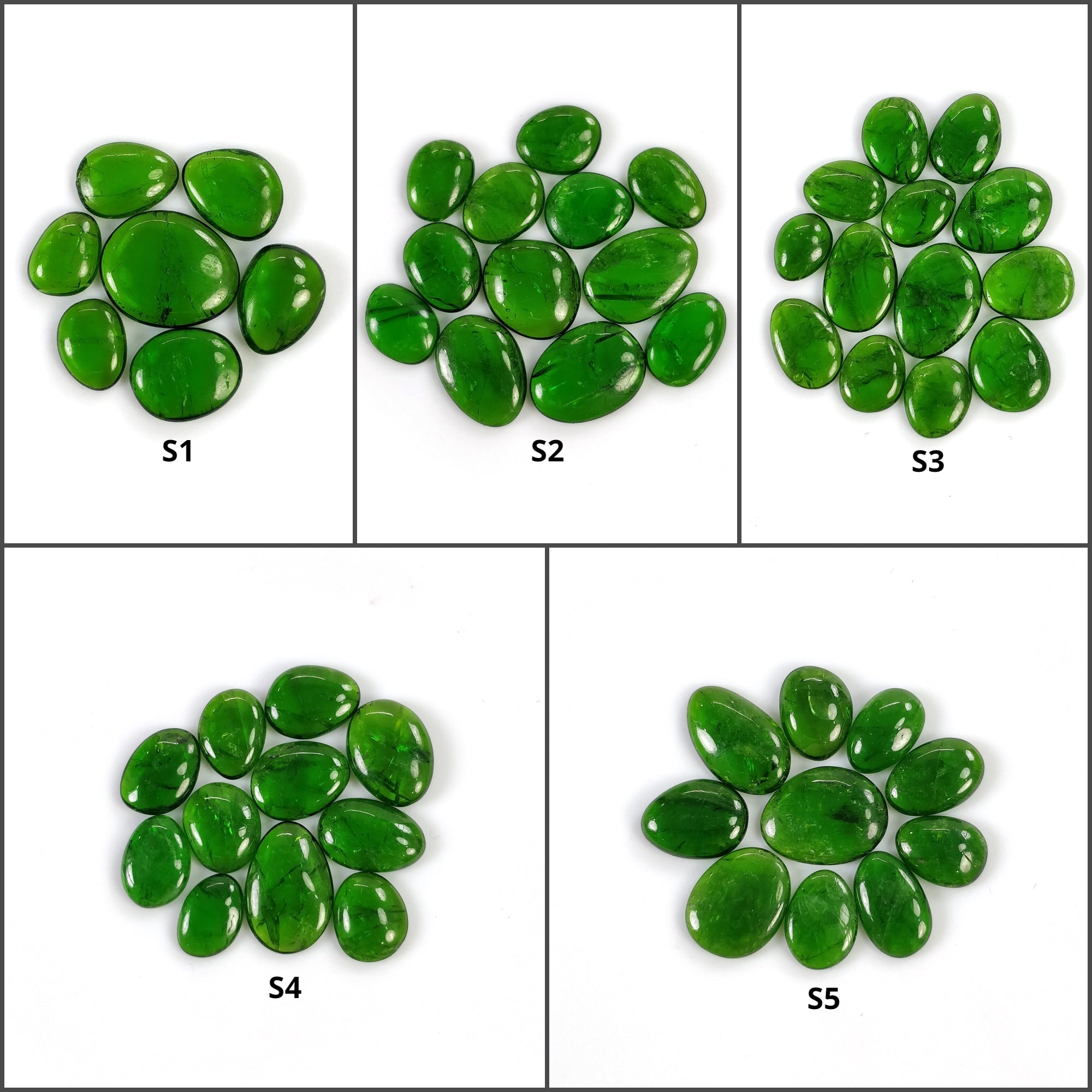 Natural Chrome Diopside Gemstone Cabochon - Green Diopside Rough Shape Cabochon Lot (7pcs, 10pcs, 11pcs, 12pcs, 13pcs) for Jewelry Making, Wire Wrapping & Crystal Healing