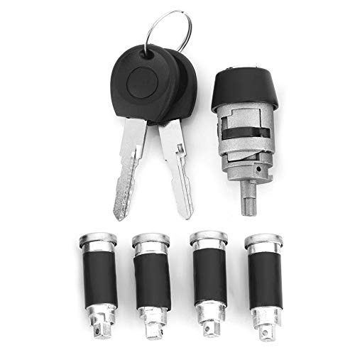 Acouto 5Pcs Aluminum Alloy Ignition Lock Cylinder with Key - Compatible with VW T4 Caravelle 1990-2003 (Part# 357905855A) - Durable Ignition Switch & Starter Replacement for Smooth Vehicle Operation
