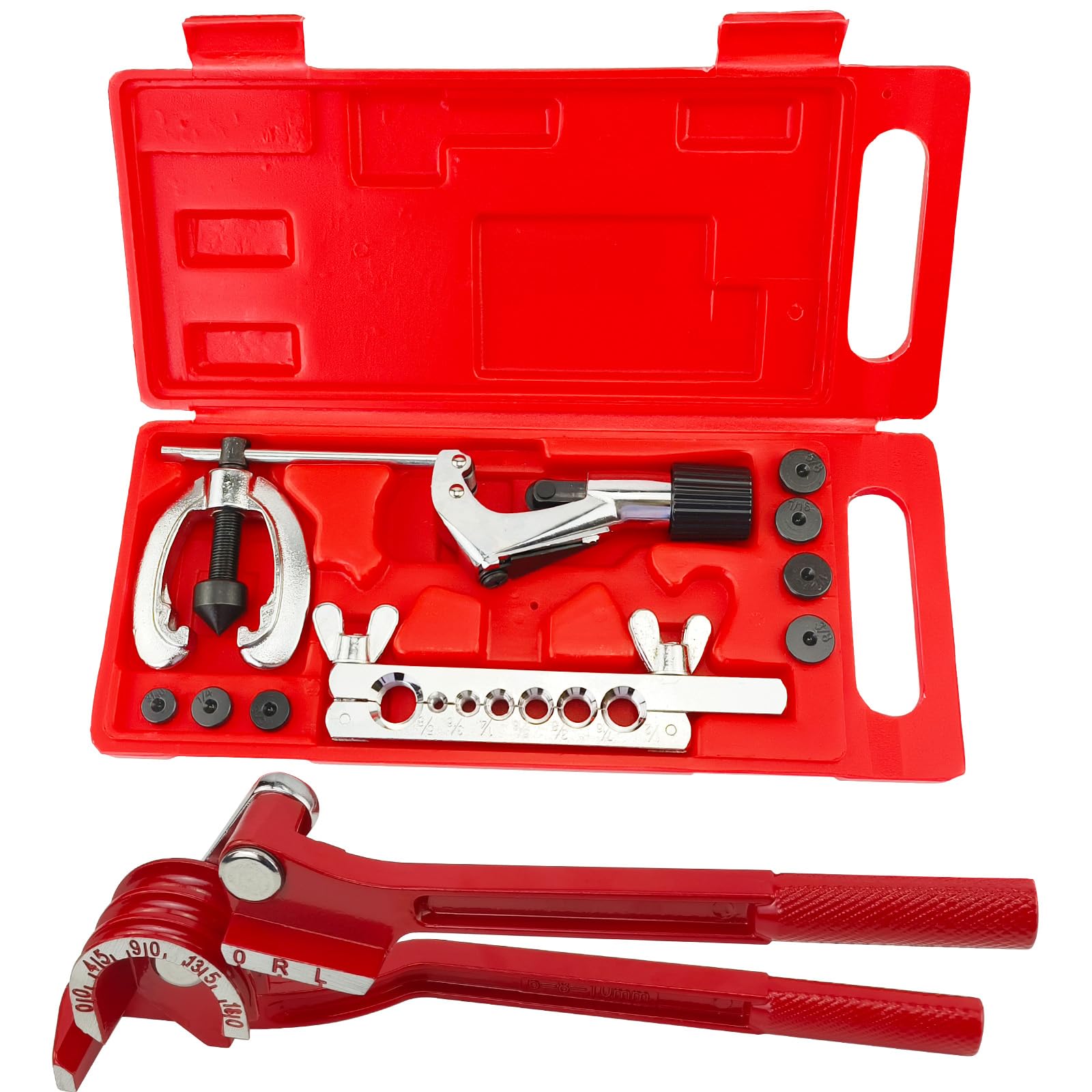 AeKeatDa Professional Flaring Tool Kit - Tubing Bender, Flare Tool with Cutter & Bending Tool Set for HVAC, Automotive & Plumbing (Includes Tubing Cutter & Swage Tool) - Perfect for AC Repair, Brake Lines & Refrigeration Systems