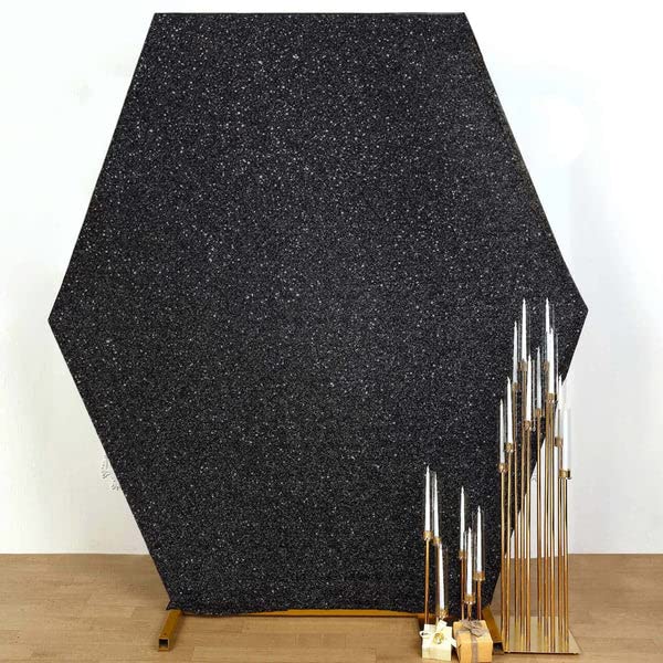 Shiny Black 2-Sided Spandex Wedding Backdrop - 8x7ft for Events & Photography