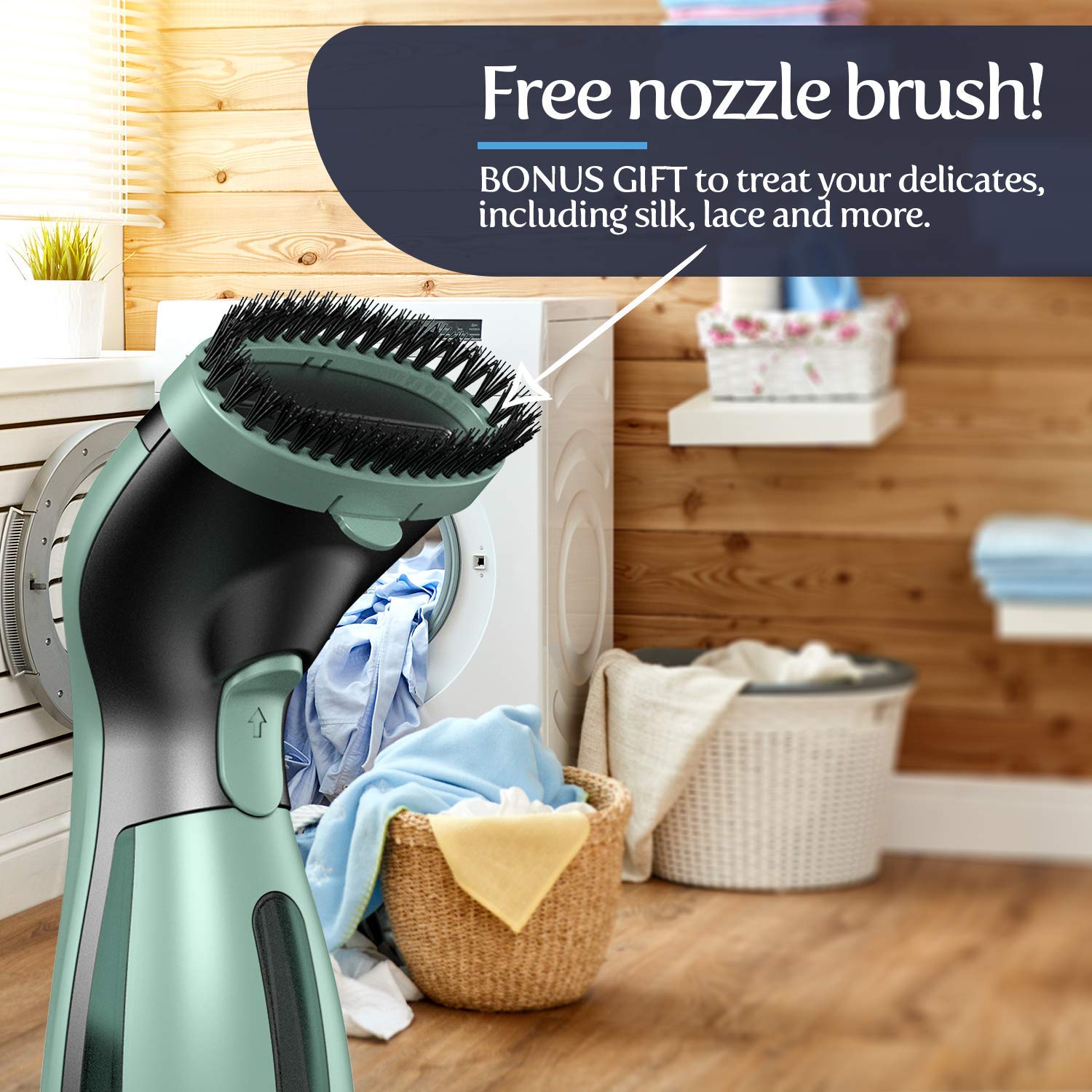 iSteam Steamer for Clothes - Portable Handheld Garment Wrinkle Remover, Mini Travel Iron & Humidifier - Quick Wrinkle Release for Suits, Dresses, Curtains - Perfect for Home, Office, and Travel (Green)