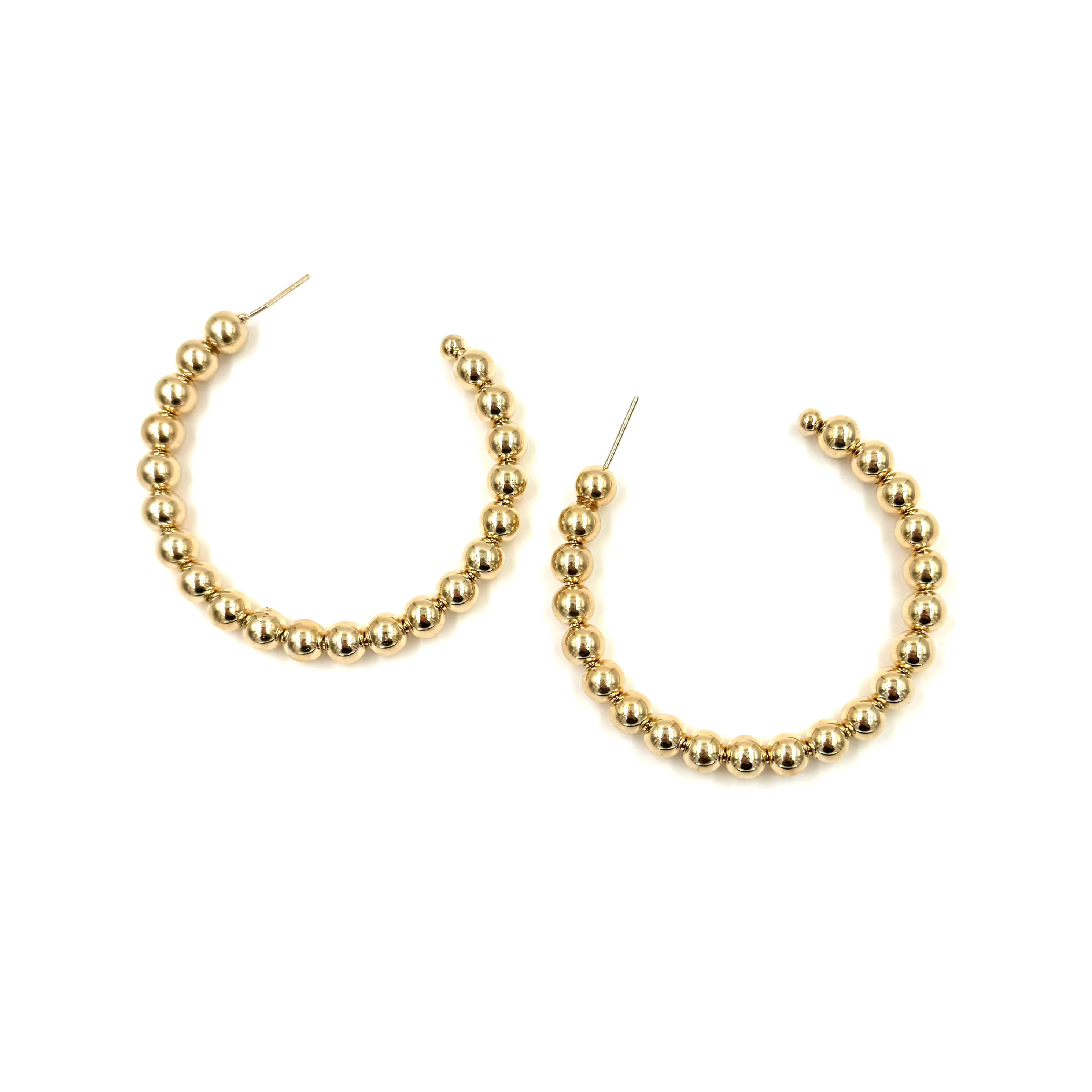 Ashley Gold Stainless Steel Gold Plated Ball Open Back 2 Hoop Earrings for Women - Elegant Dangle Earrings for Party, Wedding & Everyday Wear