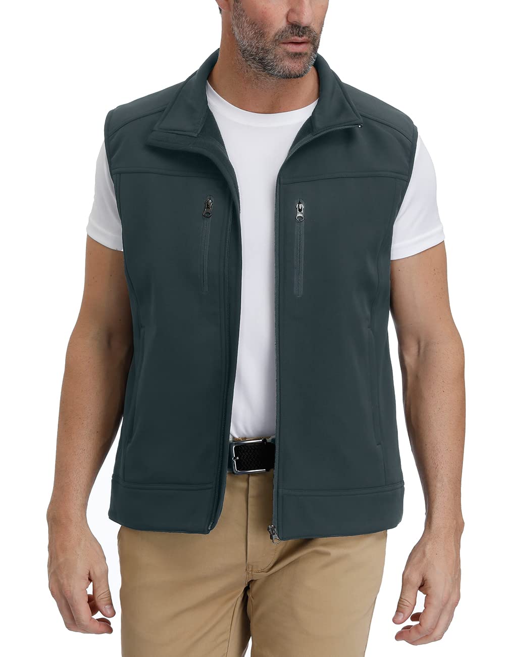 MOHEEN Men's Fleece Vest - Lightweight Full Zip Softshell Sleeveless Jacket with Pockets for Outdoor Hiking, Camping & Casual Wear