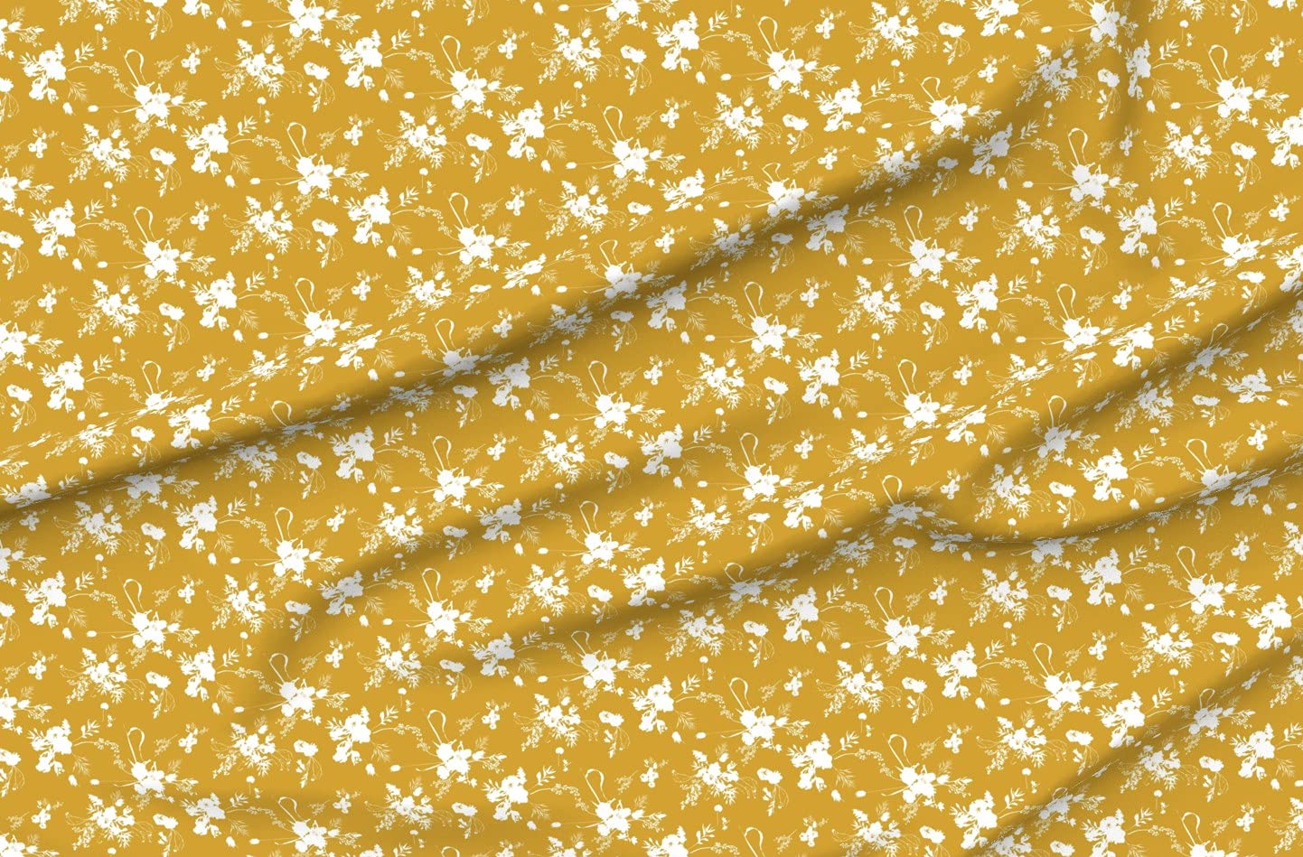 Mustard Yellow Floral Bouquet Printed Velvet Upholstery Fabric by The Yard - Spring Summer Home Decor, Curtains, Pillows & Apparel - Spoonflower Premium Quality Fabric for DIY Projects & Sewing
