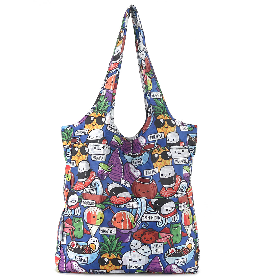 Foldable Reusable Shopping Bag - Jacqueline Craving Hawaii Blue Eco-Friendly Tote for Groceries, Beach, Travel & Daily Use