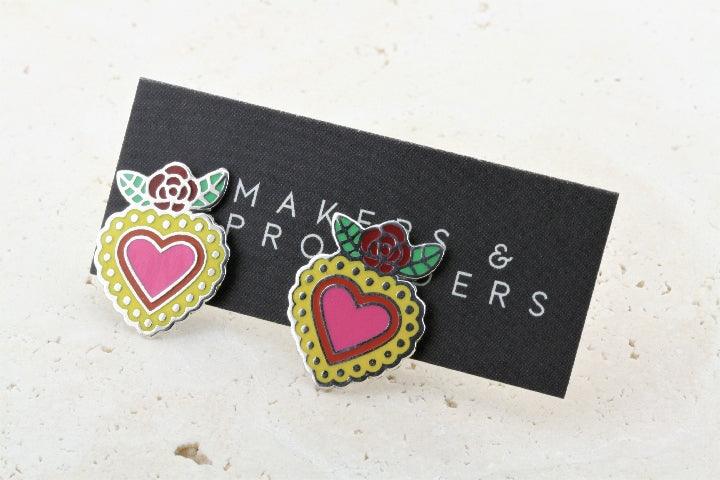 Multi-Color Enamel Flying Heart Stud Earrings - Trendy Fashion Jewelry for Women, Perfect for Parties, Dating & Everyday Wear