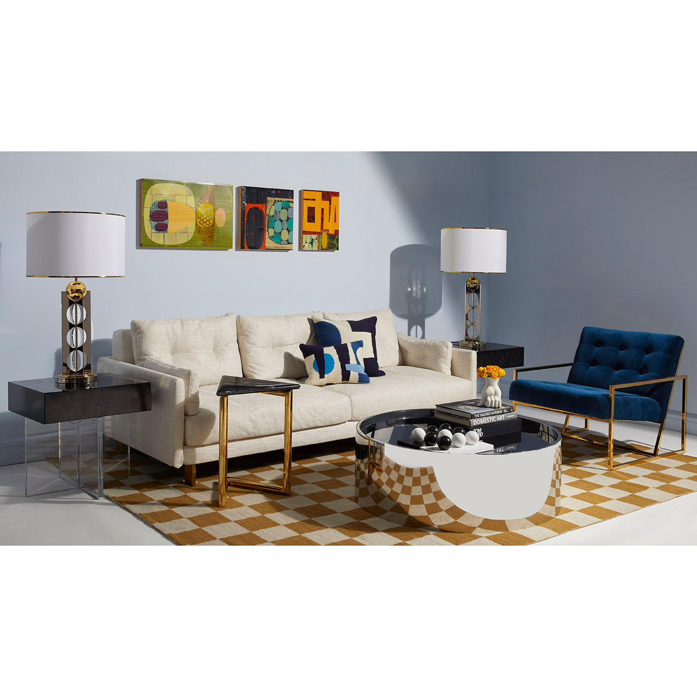 Checkerboard Medium Scale Flatweave Rug - Non-Slip Geometric Pattern Area Rug for Living Room, Bedroom & Office - Perfect for Home Decor and High Traffic Areas