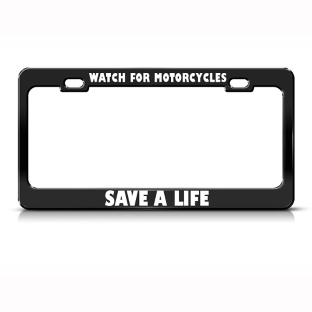 Speedy Pros Metal License Plate Frame - Black 2 Hole Design for Motorcycles & Cars | Durable Auto Accessories | Perfect for Road Trips & Daily Commutes