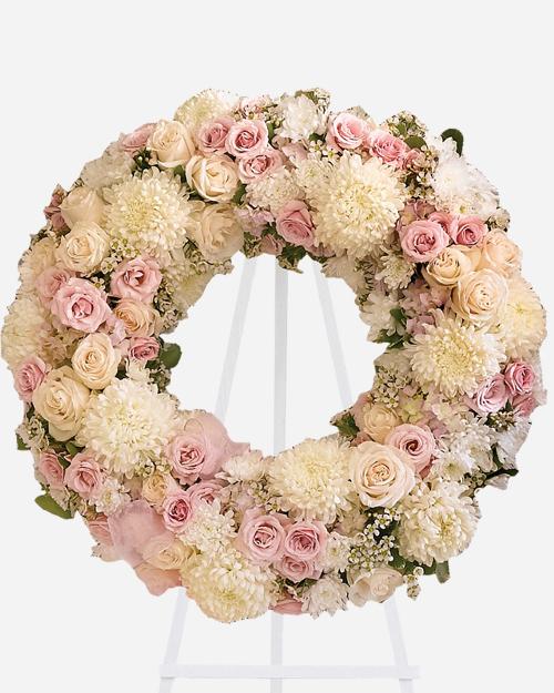 Peace Eternal Wreath - Elegant Memorial Floral Arrangement for Sympathy, Funerals & Home Decoration | Perfect for Graveside Tributes, Church Altars & Comforting Gifts