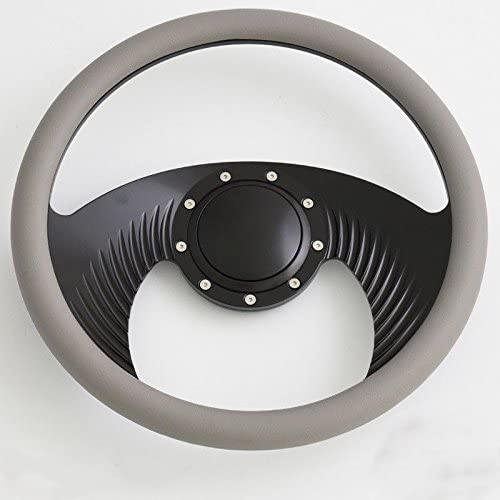 Flashpower 14'' Billet Aluminum Half Wrap Steering Wheel - 9 Bolt Design with 2'' Dish & Horn Button (Light Grey) - Perfect for Jeep Wrangler, Off-Road & Custom Car Builds