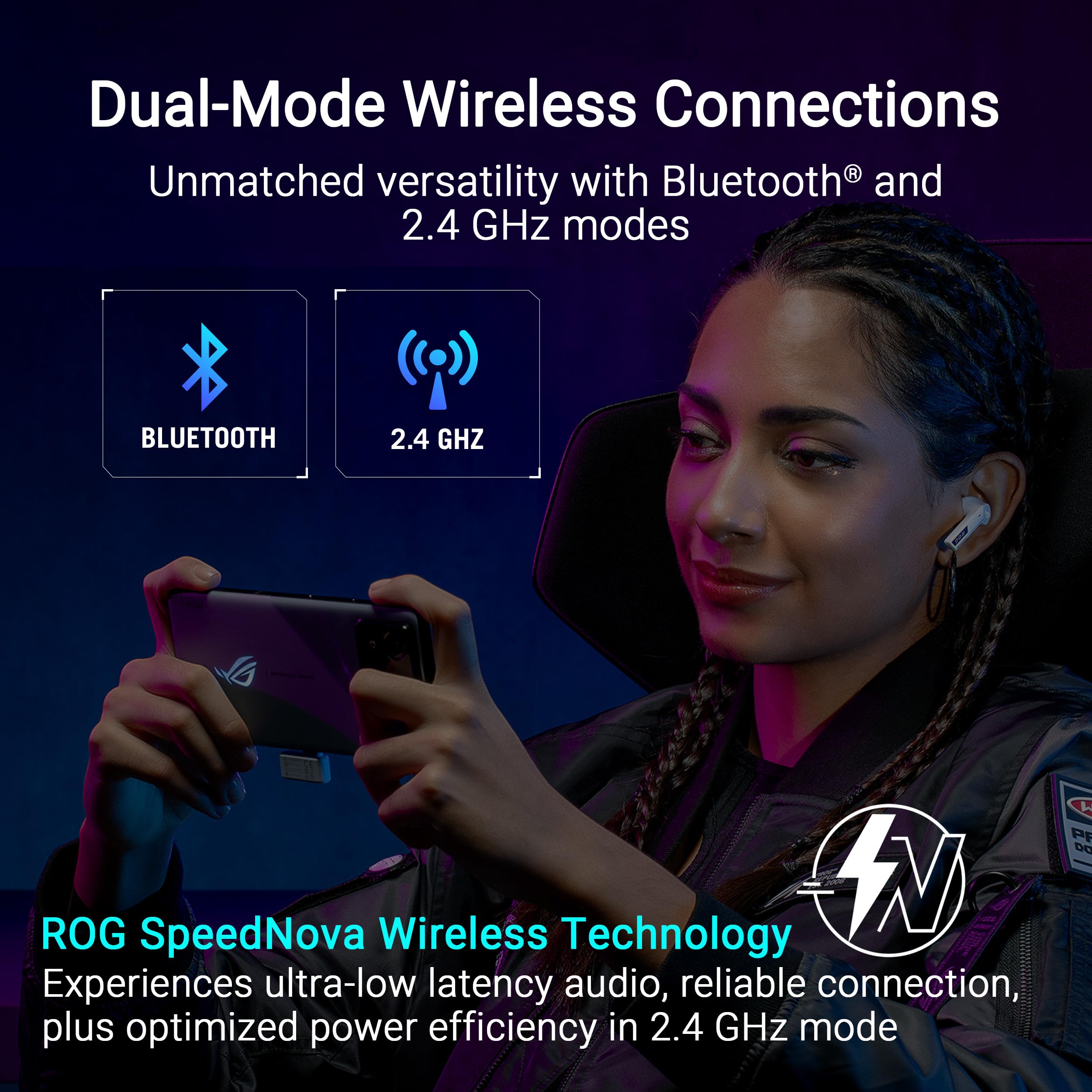 ASUS ROG Cetra True Wireless Gaming Earbuds - 2.4GHz & Bluetooth 5.3, ROG SpeedNova, 24-bit/96kHz Hi-Res Audio, AI Noise Cancelling Mic, Adaptive ANC, 46H Battery - Moonlight White | Perfect for PC/Console Gaming & Mobile Esports