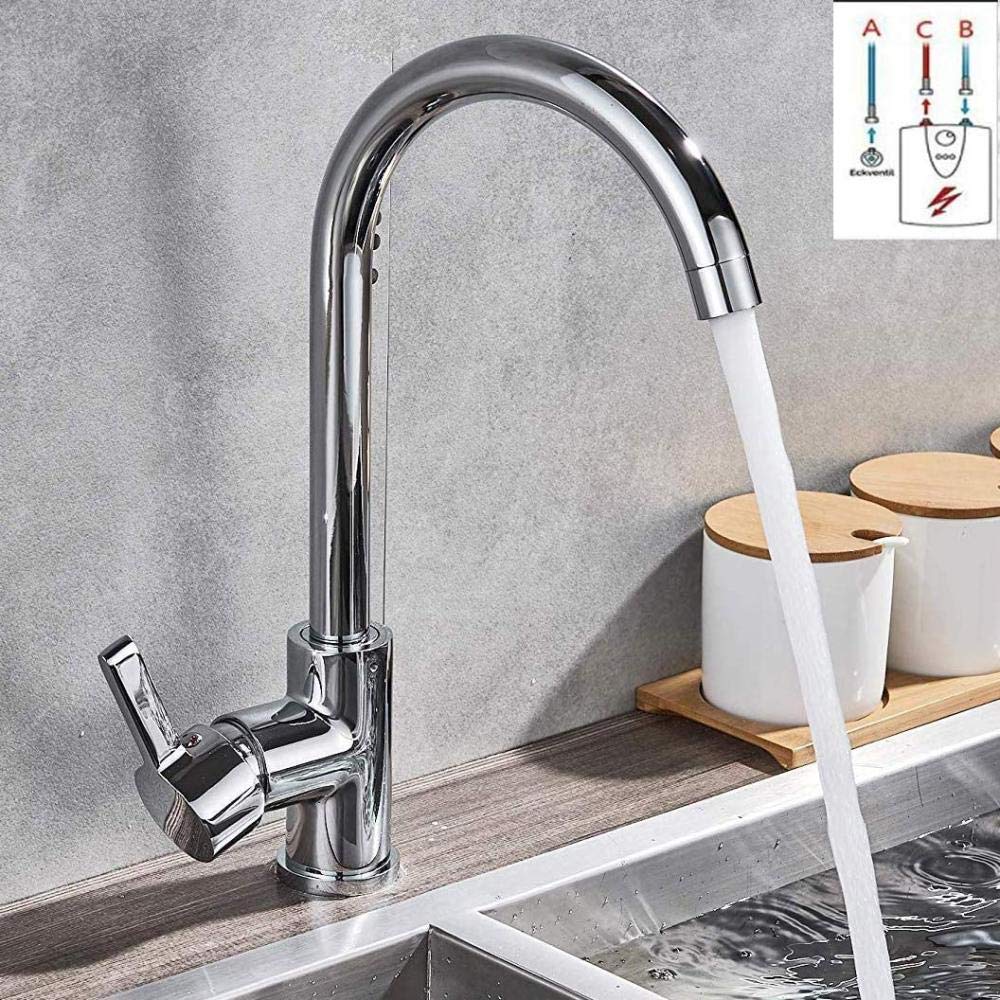 360° Rotatable Low Pressure Kitchen Faucet - Single Lever Mixer Tap for Sink - Chrome Finish | Perfect for Small Kitchens & RVs