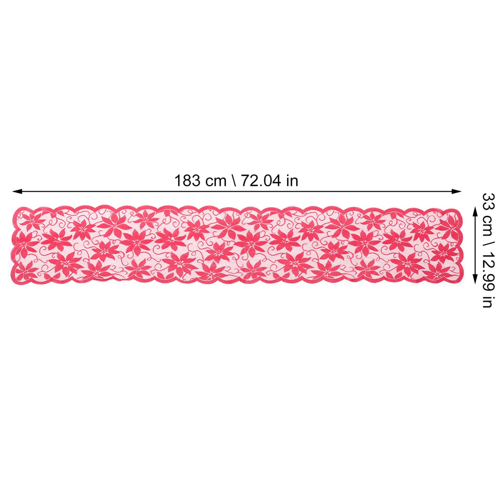 FAVOMOTO Red Lace Christmas Table Runner - Elegant Holiday Tablecloth & Fireplace Mantel Scarf for Xmas Party Decor, Dining Table, Buffet, and Home Decoration