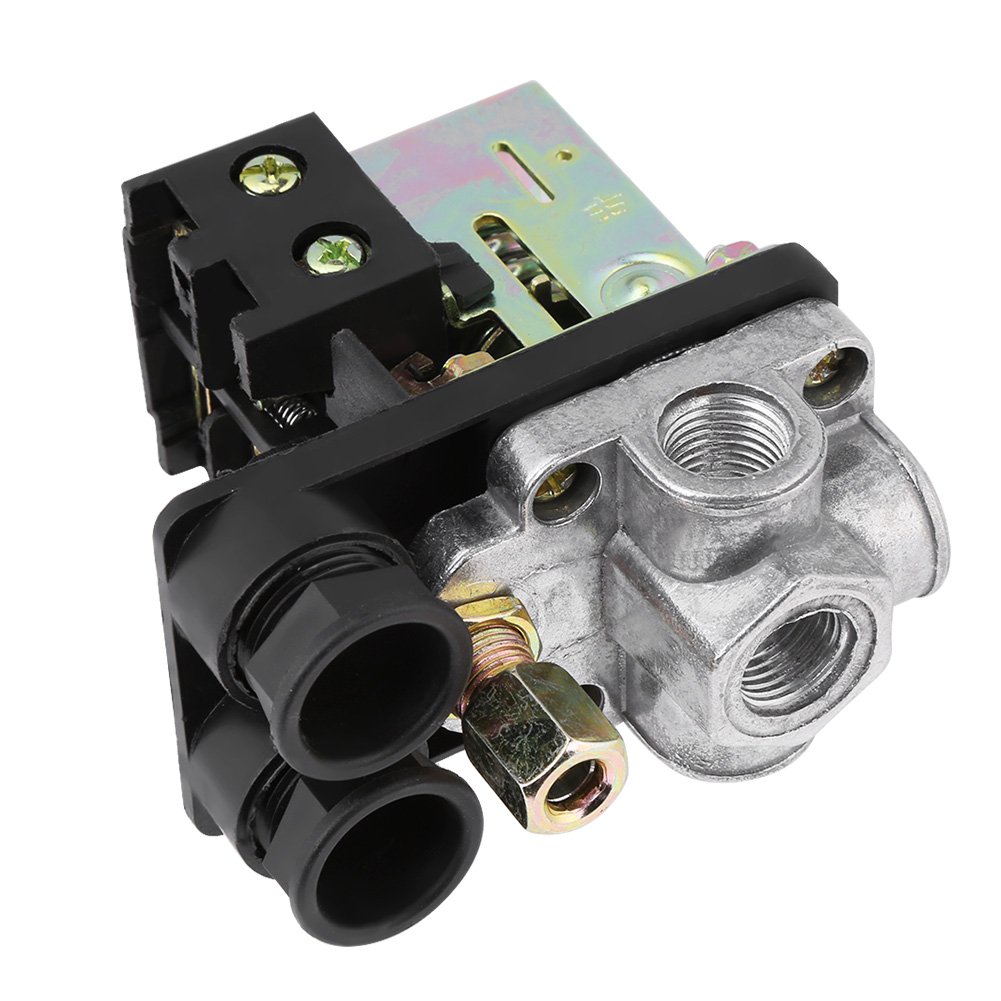 Air Compressor Pressure Switch Control - Push Button with Knob Actuator for ON/OFF Operation (Black) - Perfect for Workshop, Garage & Industrial Applications