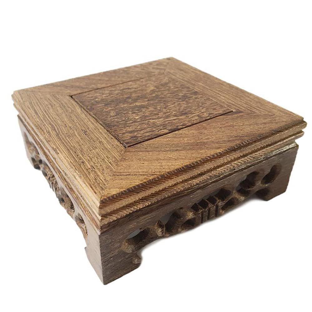 GOLDY&WENDY Solid Wood Square Display Stand - Handcrafted Chicken Wing Wood Pedestal for Home Decor, Antique Showcase & Museum Display | Perfect for Oriental Furniture, Collectibles & Art Exhibition