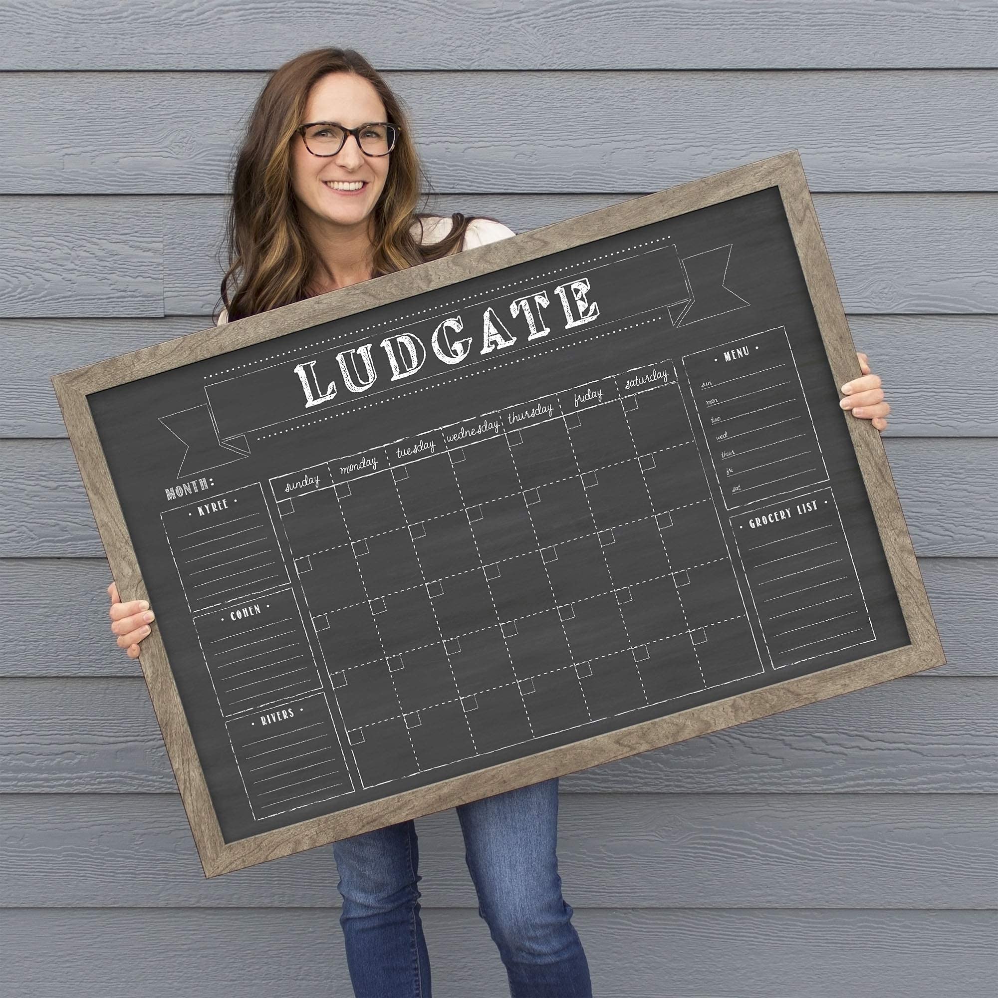 Large 36x24 Wall Calendar - Dry Erase & Chalkboard Command Center for Family Organization - Reusable Framed Perpetual Calendar 2023 - Perfect for Home, Office & School Planning