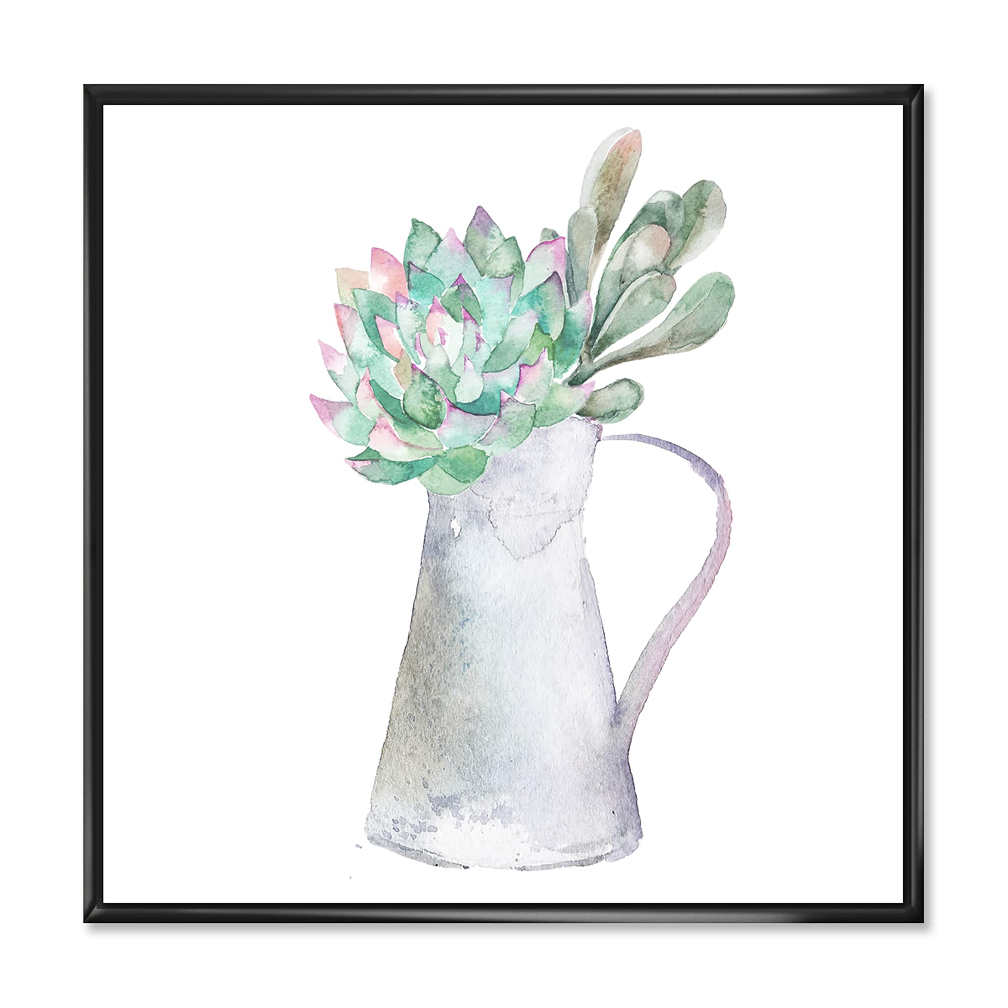 Succulent Home Plant - Traditional Framed Canvas Wall Art Print | Botanical Decor for Living Room, Bedroom & Office | Perfect Housewarming Gift
