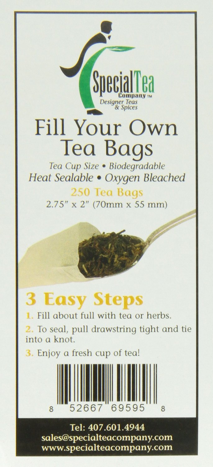 250 Count Empty Tea Bags for Loose Leaf Tea - DIY Herbal Tea Bags with Drawstring - Perfect for Home Brewing, Gifts & Tea Parties