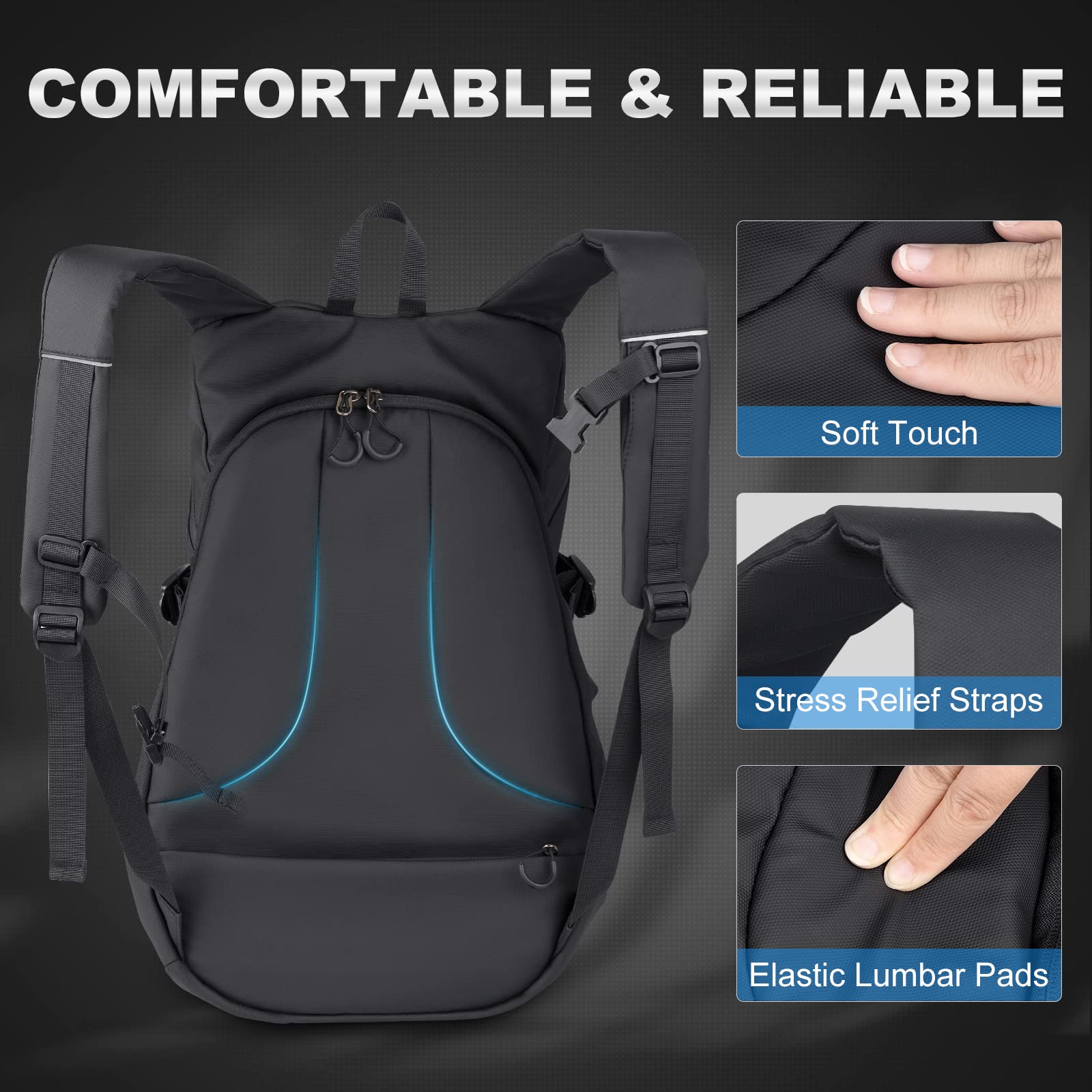 Men's Motorcycle Backpack - Large Waterproof Helmet Backpack with Laptop Compartment | Durable Travel & Commuter Backpack for Bikers & Outdoor Adventures