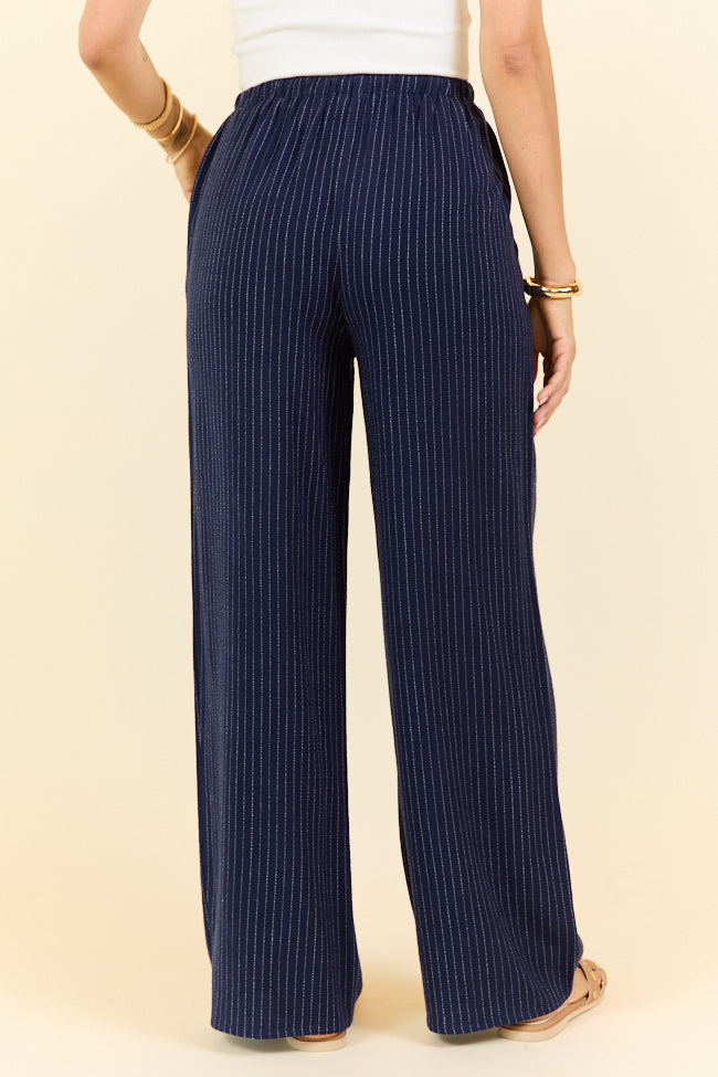 Down The Dock Navy Stripe Drawstring Pants for Men & Women - Comfortable Casual Beachwear & Lounge Pants - Perfect for Summer, Vacation and Relaxing at Home