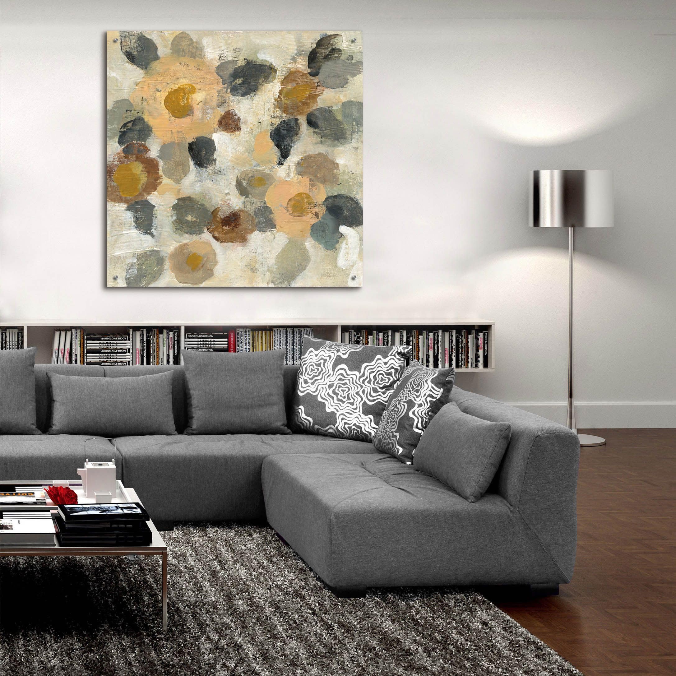 Silvia Vassileva Neutral Floral II Acrylic Glass Wall Art - 36x36 Inches Modern Floral Painting for Living Room, Bedroom & Office Decor