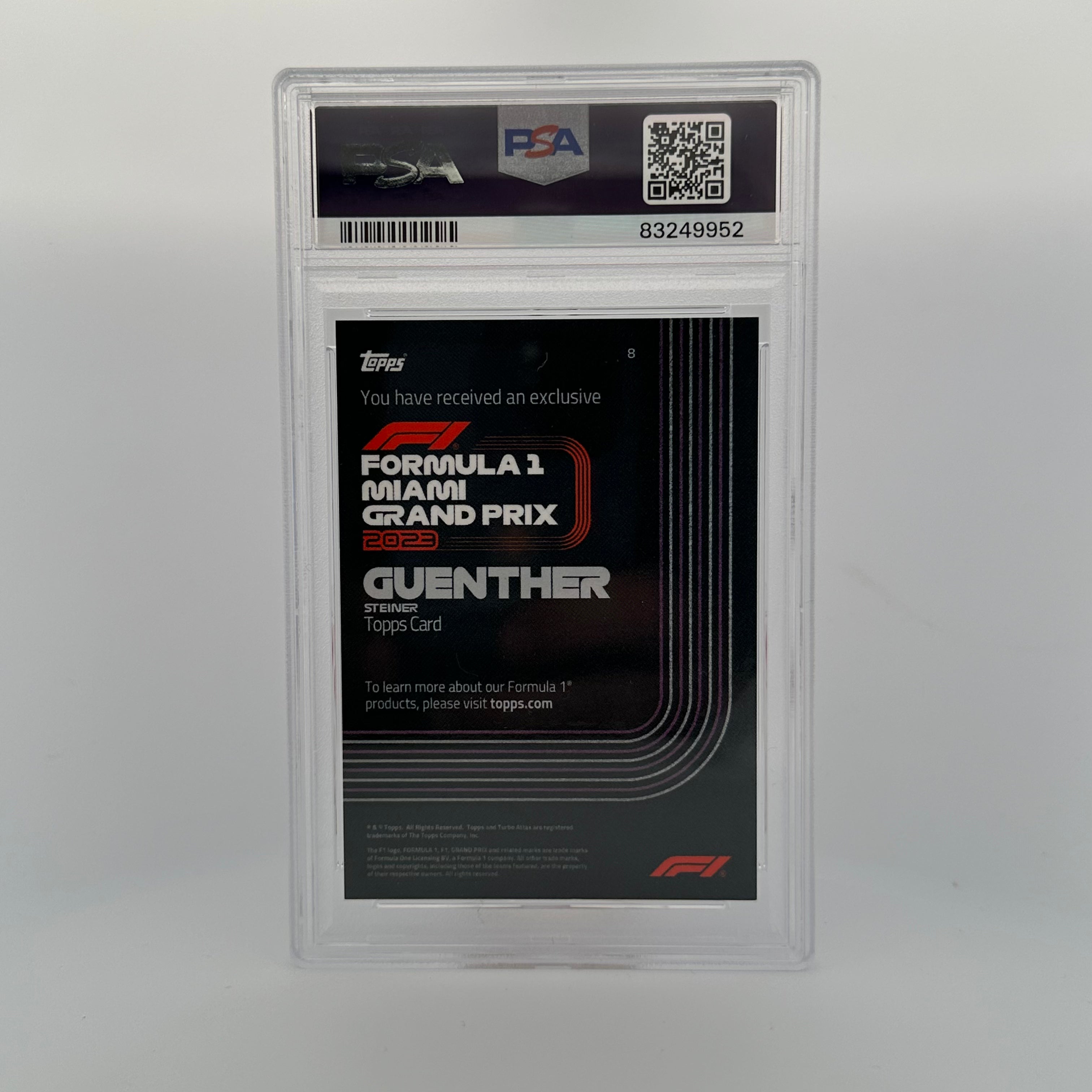 PSA 10 Graded Guenther Steiner #8 2023 Miami Grand Prix F1 Racing Card - Perfect for Collectors, Fans & Memorabilia Displays