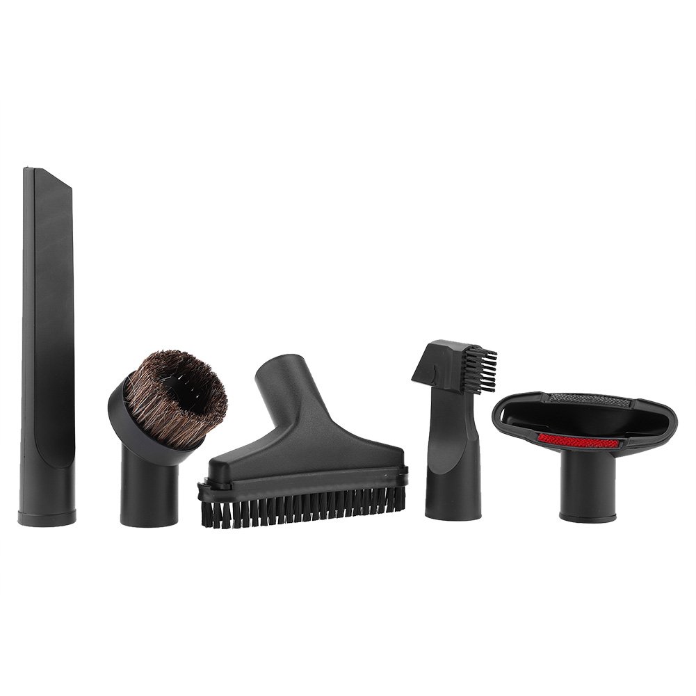 Universal 5-Piece Vacuum Cleaner Attachment Set - Soft Bristle Round Brush, Crevice Tool, Swivel Dust Floor Brush - Compatible with Most Vacuum Cleaners - Perfect for Hard Floors, Carpets, Furniture & Tight Spaces Cleaning (Black)