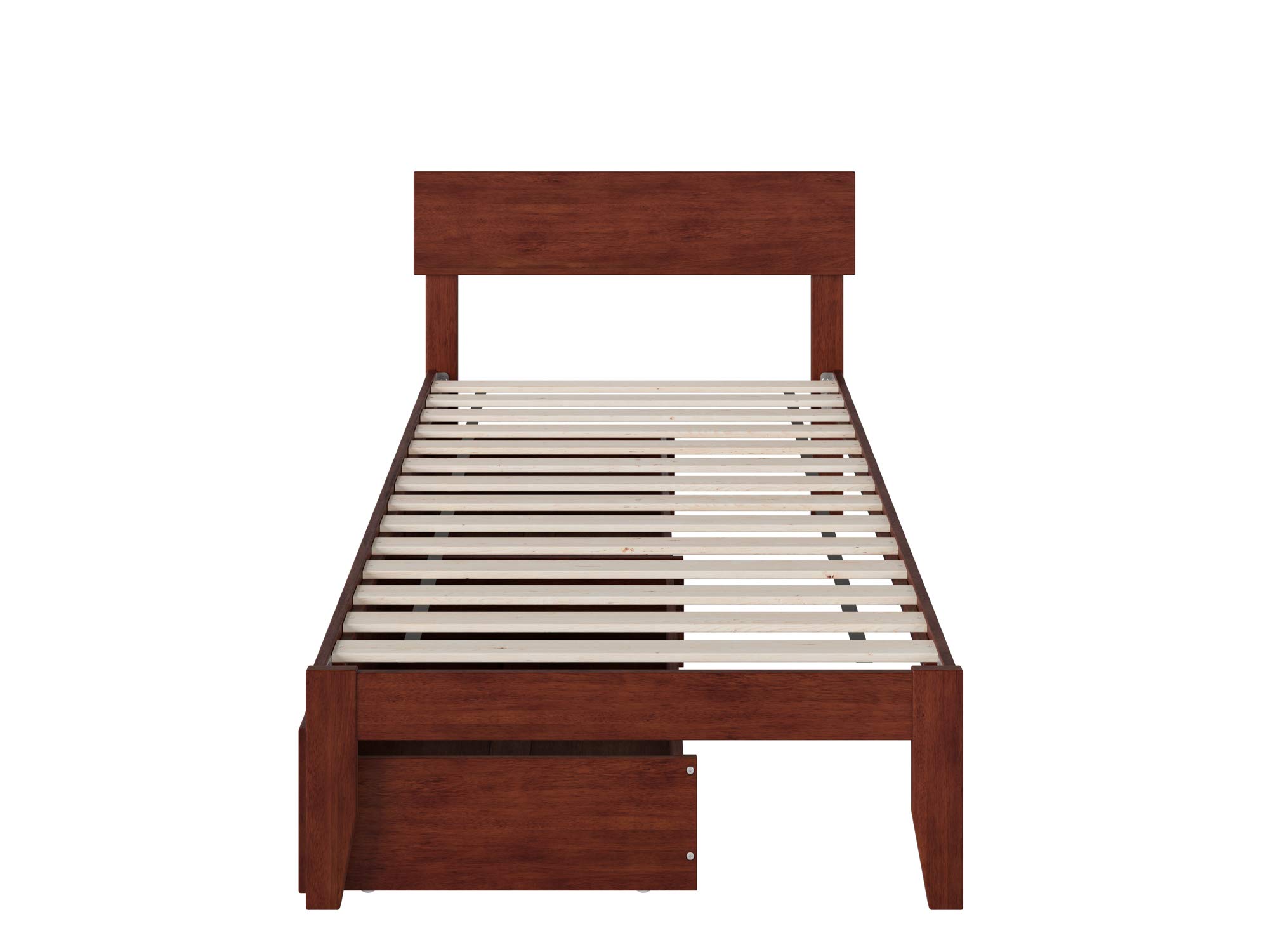 AFI Twin XL Bed Frame with Underbed Storage Drawers, Solid Walnut Wood - Perfect for Small Spaces, Dorms & Guest Rooms