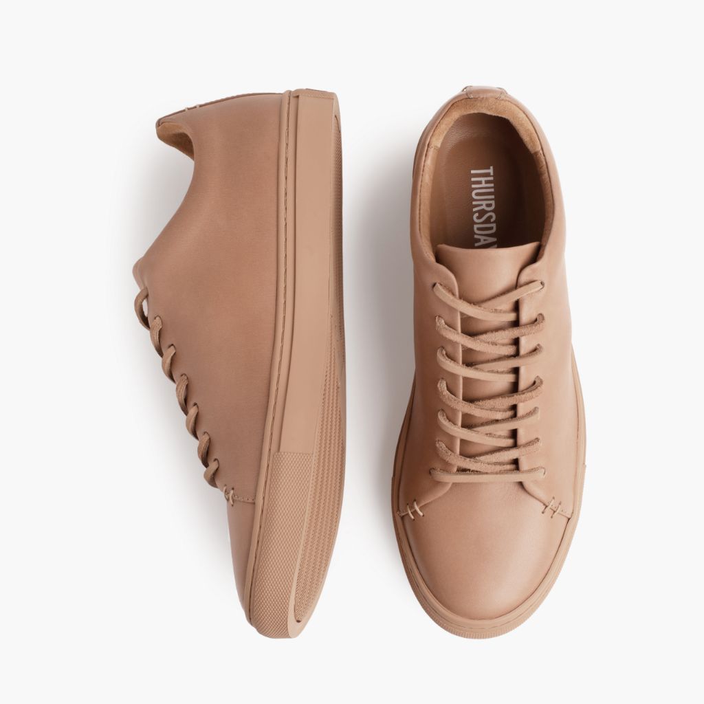 Premier Low Top Sneakers for Men & Women | Genuine Natural Vachetta Leather | Casual Comfort Walking Shoes for Everyday Wear, Work & Travel