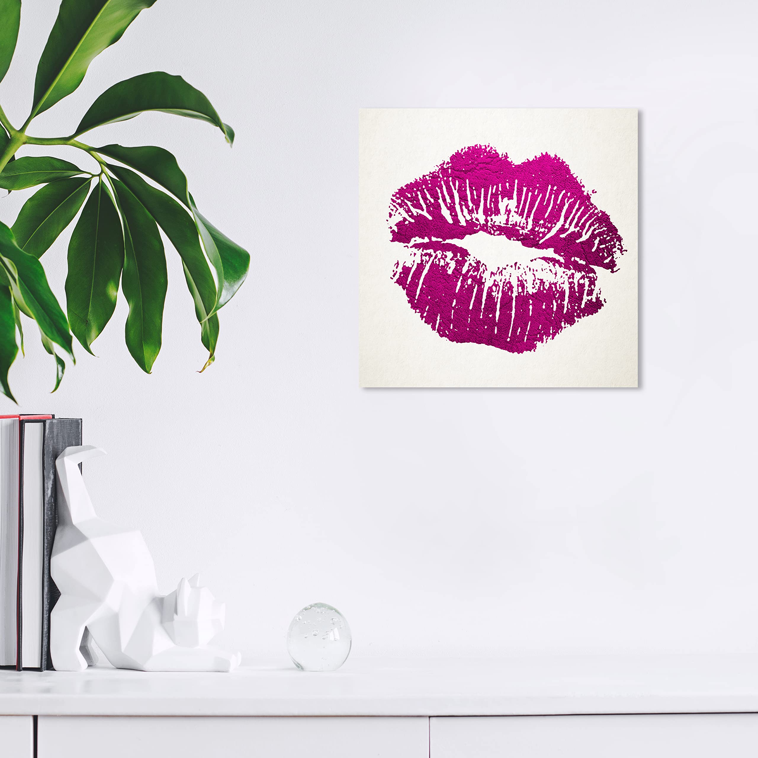 Wynwood Studio Fashion & Glam Contemporary Canvas Wall Art - Purple Lipstick Print, 12x12 Inches, Pink & Purple Home Decor for Living Room, Bedroom, Bathroom | Perfect for Modern Apartment & Office Decoration