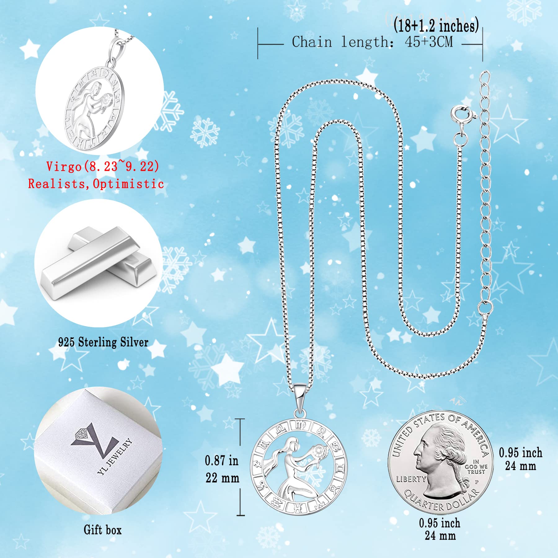 YL Constellation Necklace - Sterling Silver Zodiac Pendant for Women | Astrology Horoscope Jewelry Gift | Perfect for Birthdays, Anniversaries & Spiritual Occasions