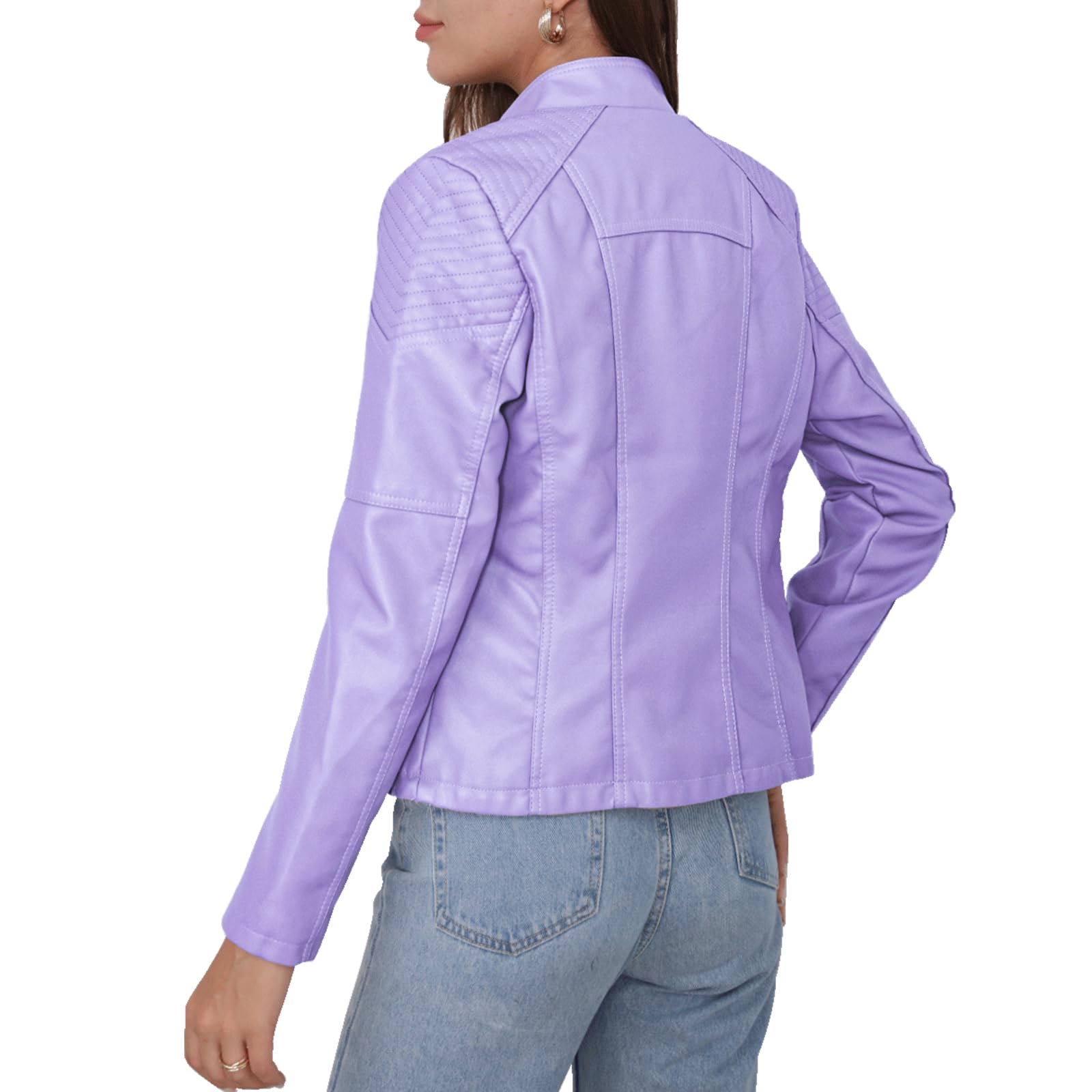 FWAY Women's Faux Leather Jacket - Moto Biker Zipper Short Outerwear for Winter with Shearling Lining | Stylish Cardigan Jacket for Casual Wear, Night Out & Motorcycle Riding