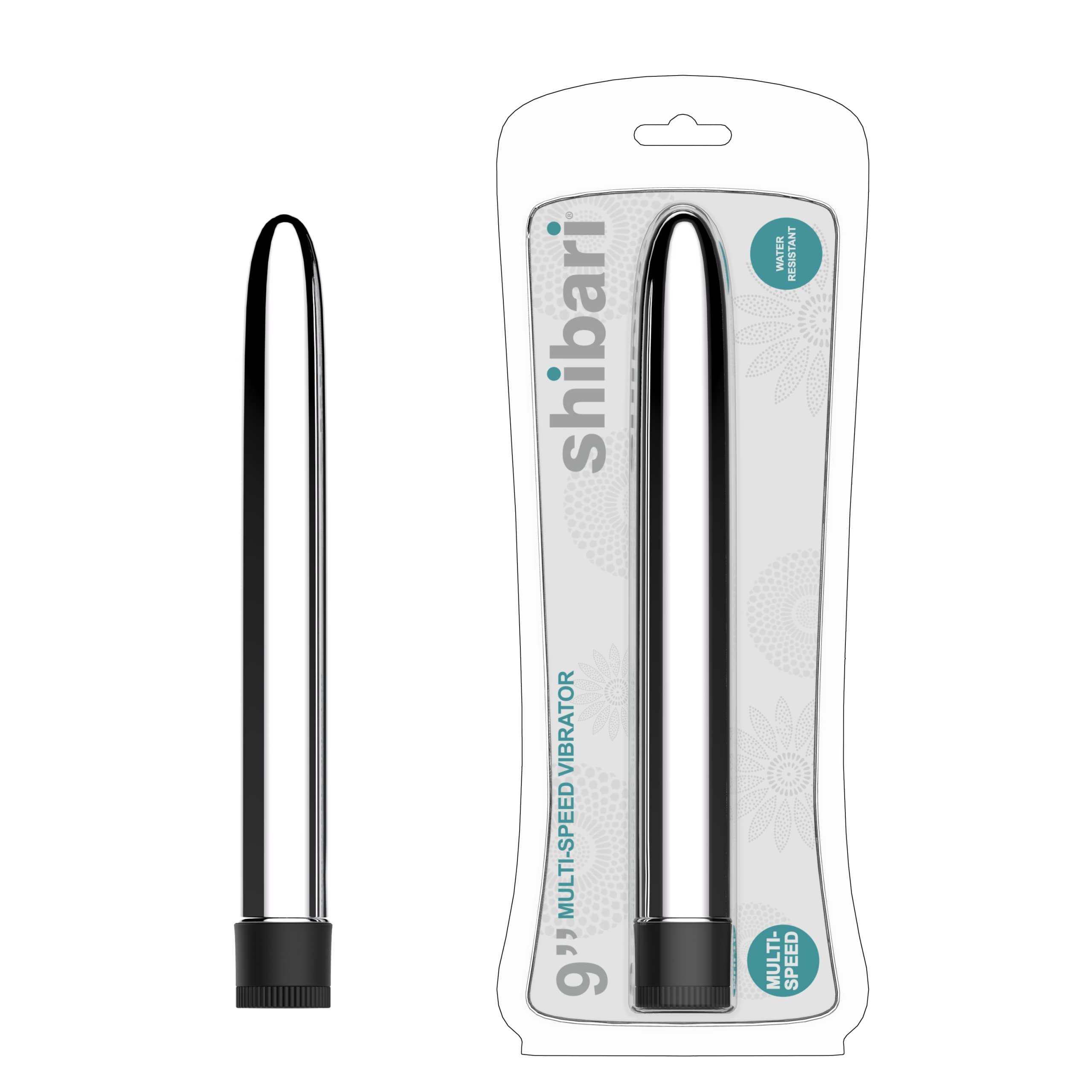 Shibari Classic Bullet Vibrator - 9 Inch Powerful Rechargeable G-Spot & Clitoral Stimulator for Women, ABS Plastic Waterproof Adult Sex Toy - Quiet Discreet Vibrating Massager for Solo Play & Couples Intimacy (Silver)