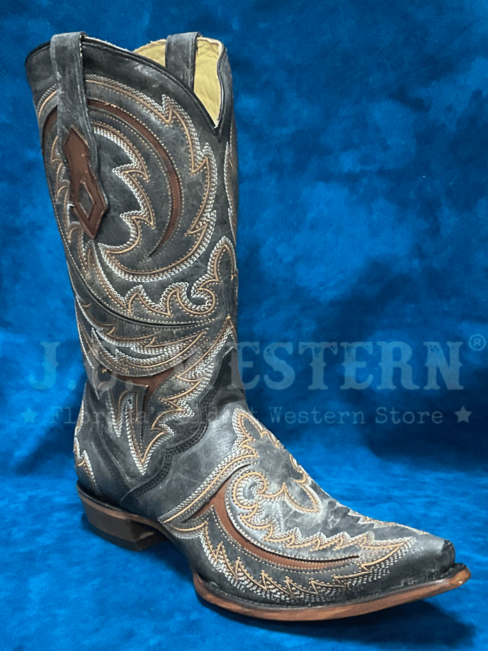 Men's Corral C4076 Western Boots with Inlay Embroidery - Grey Triad Design | Perfect for Country Dancing, Rodeos & Western Fashion