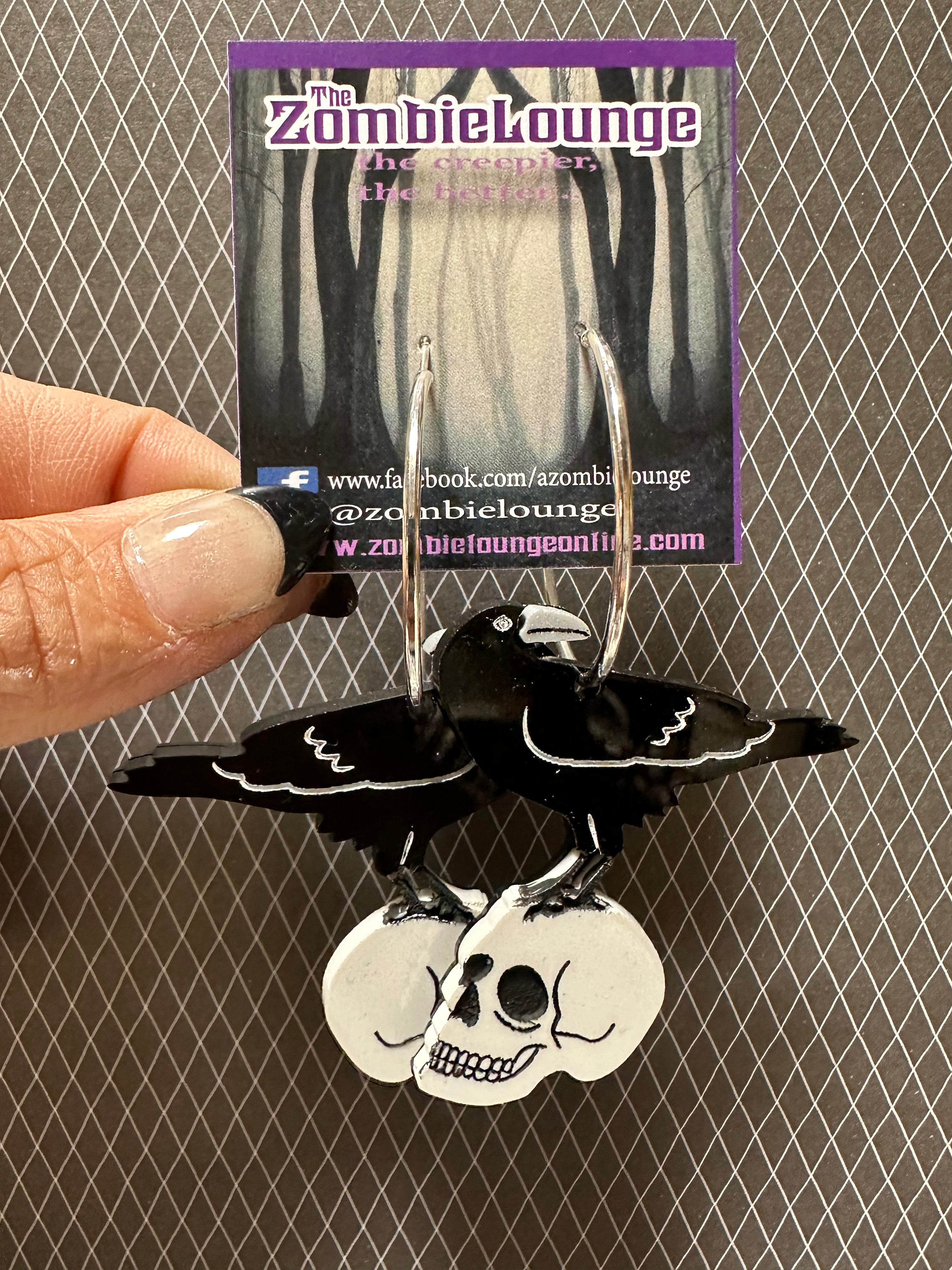 Gothic Raven and Skull Earrings for Women - Punk Rock Jewelry for Halloween, Cosplay & Gothic Fashion Accessories