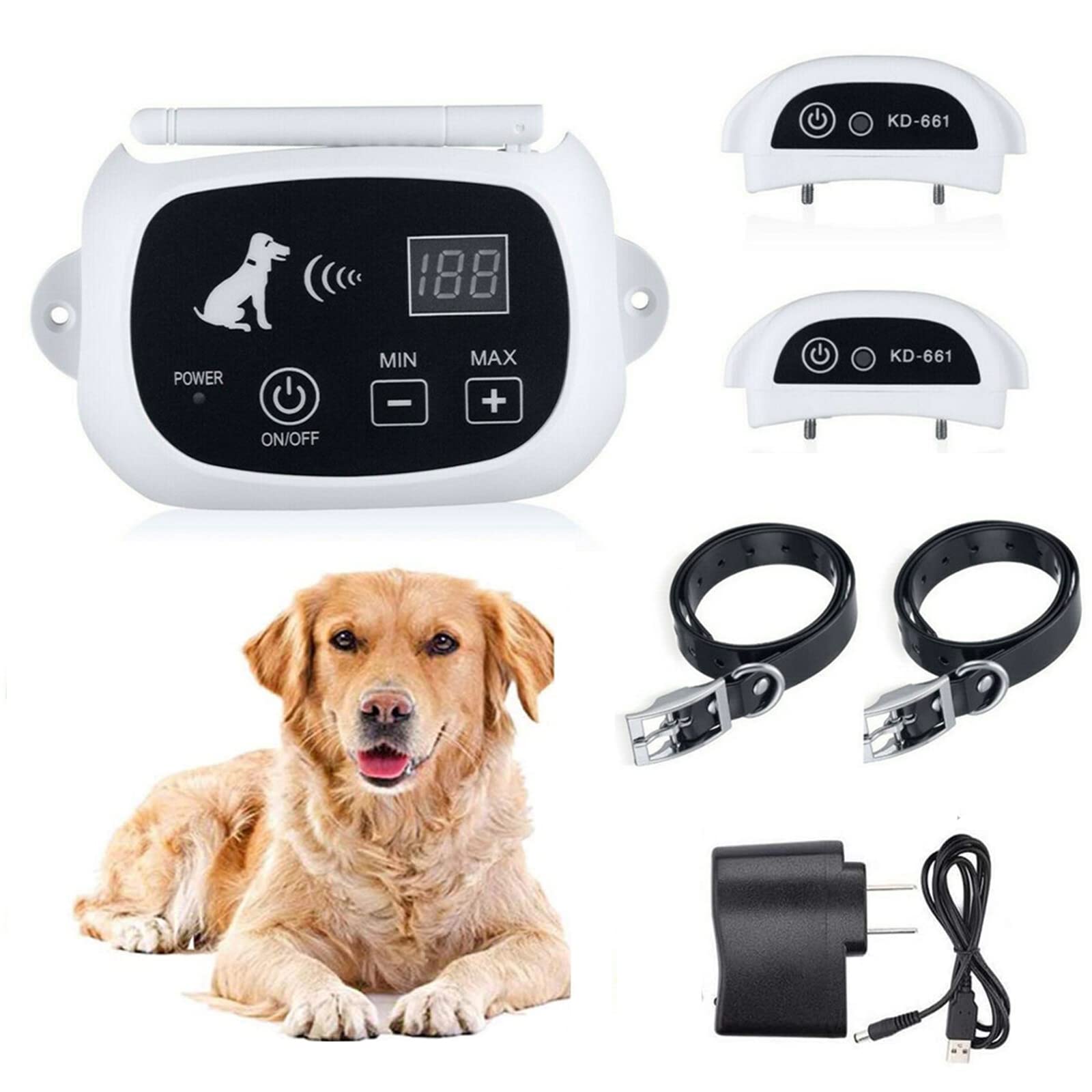 **Wireless Dog Fence System - Adjustable 80-1640ft Range, IP67 Waterproof & Rechargeable Training Collar - Safe & Harmless for All Dogs (1/2/3 Dogs) - Perfect for Backyard, Yard, and Outdoor Pet Containment**