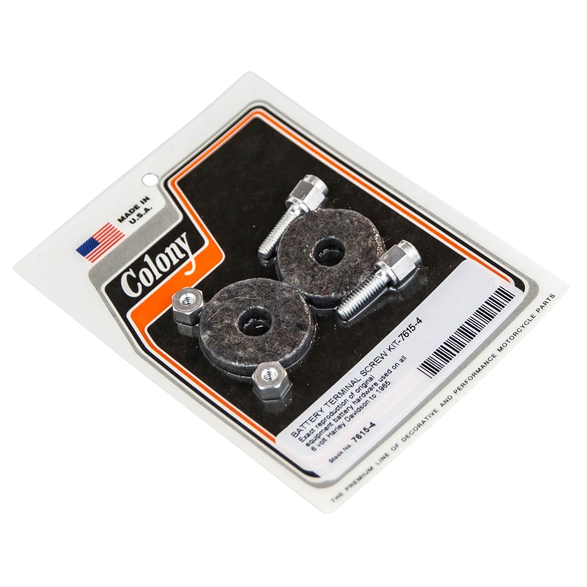 #7615 4 Early Style Battery Terminal Screw Kit - Compatible with All 6 Volt Harley Davidson Motorcycles (Pre-1965 Models) - Perfect for Vintage Bike Restoration & Electrical Repairs