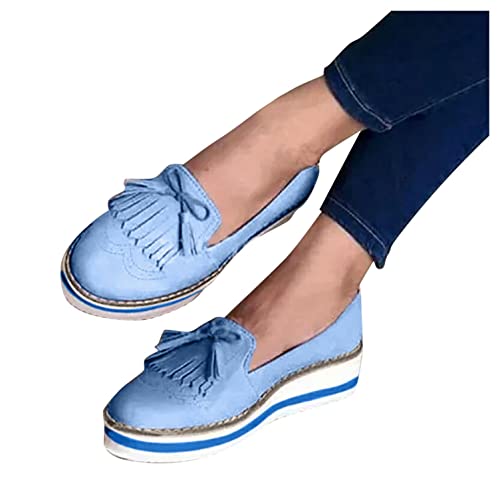 Women's Slip On Sneakers with Arch Support - Fashion Fringe Platform Loafers, Comfortable Round Toe Casual Shoes for Walking, Running & Dress Wear | Non-Slip Thick Sole & Tassel Design | Perfect for Work, Travel & Everyday Outfits
