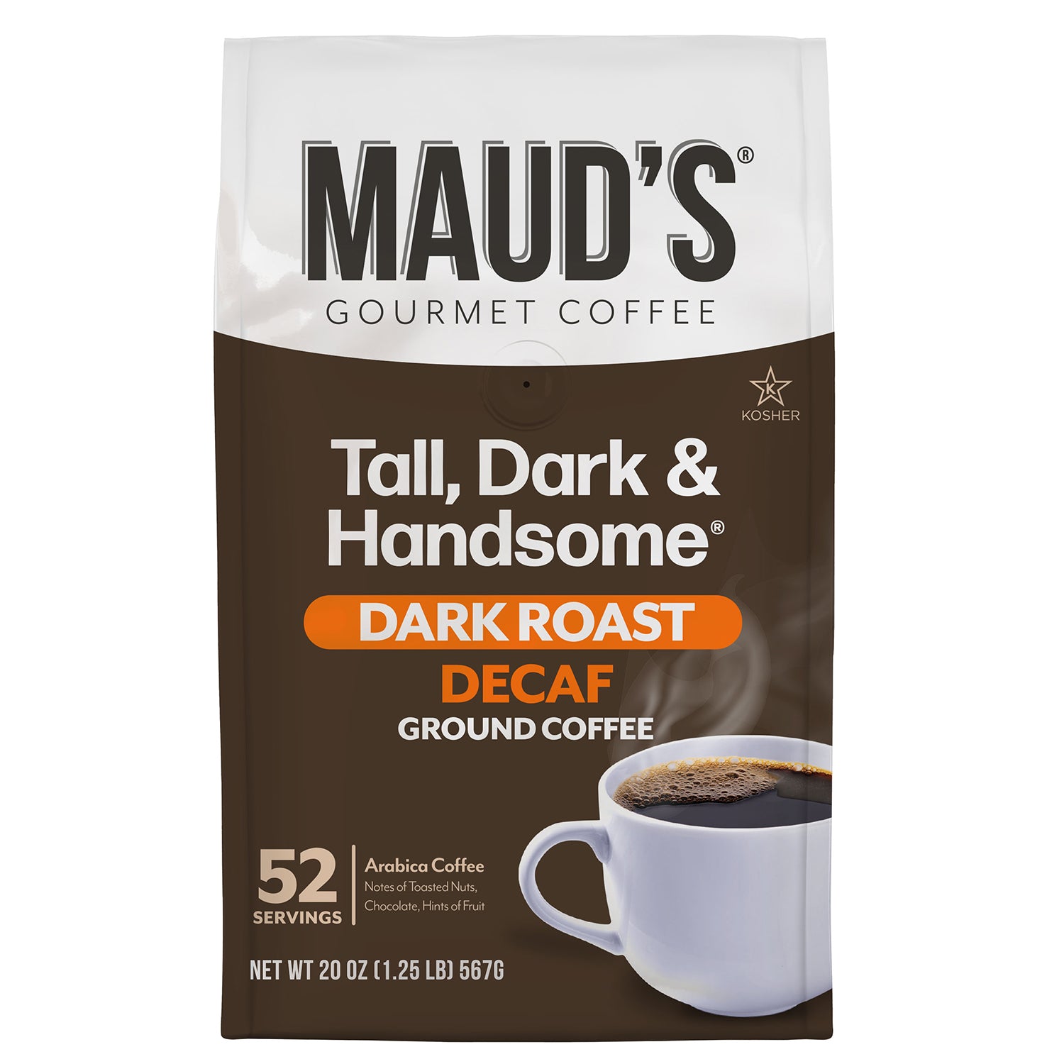 Premium Maud's Decaf Dark Roast Ground Coffee - Rich Flavor, Smooth Finish - Perfect for Morning Brew & After-Dinner Relaxation
