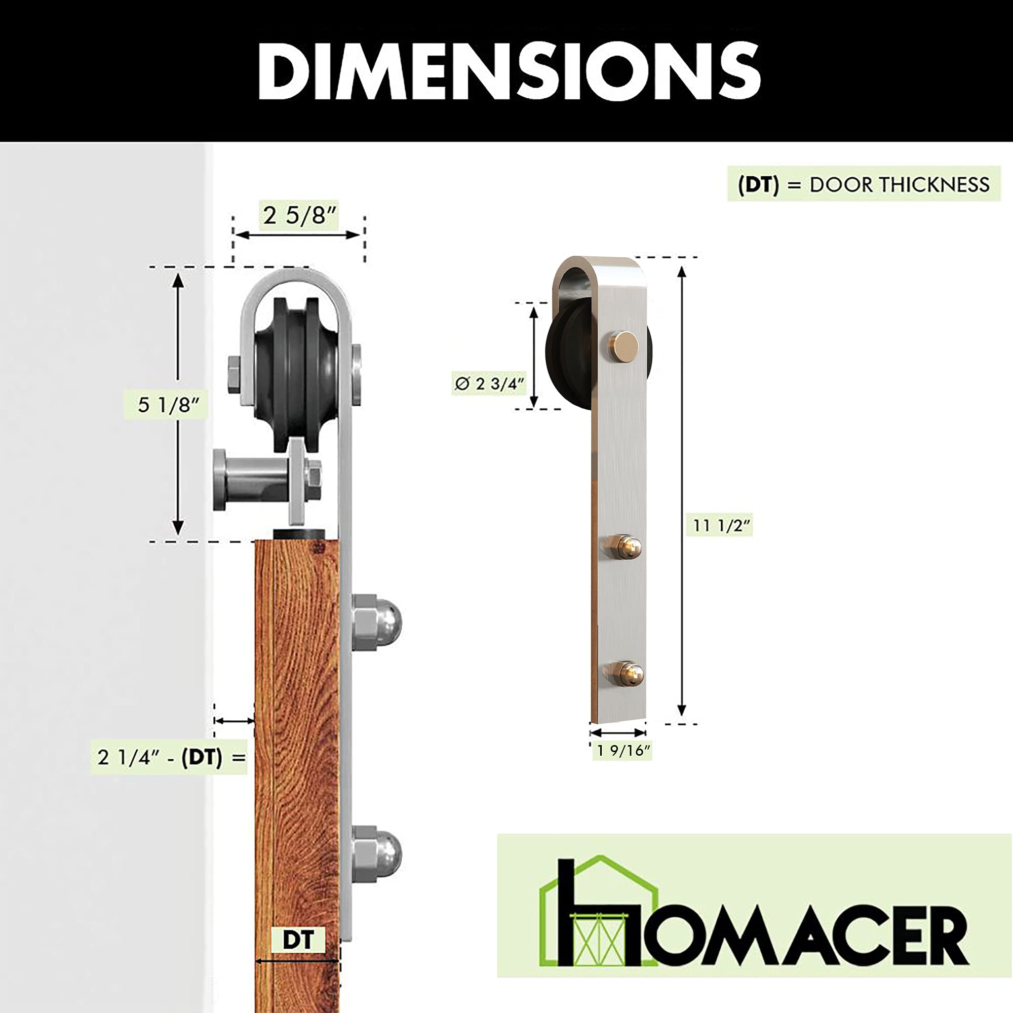 Homacer Brushed Nickel Sliding Barn Door Hardware Kit - Heavy Duty 12ft Flat Track for Double Doors, Classic Roller Design - Perfect for Farmhouse, Rustic & Modern Interior Spaces (Doors Not Included)