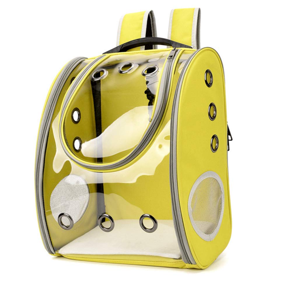 **Clear Pet Carrier Backpack for Cats & Small Dogs - Bubble Travel Backpack, Waterproof Space Capsule Carrier for Hiking, Walking, Outdoor Adventures & Airplane Travel - Yellow**