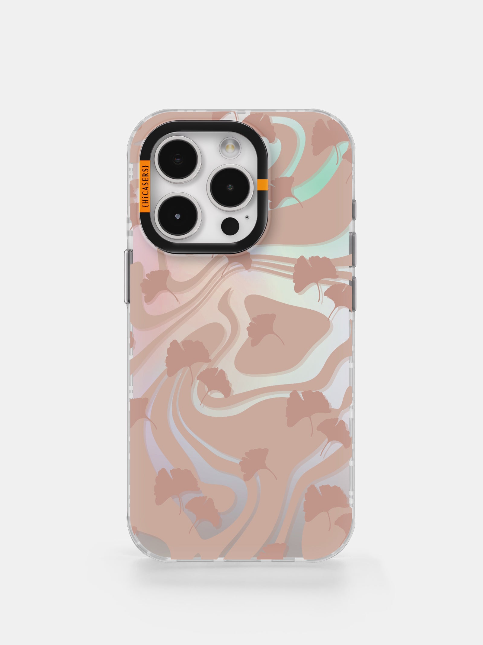 Fall Streams Mirror Case with Ginkgo Leaves - Elegant Peach Design for Home & Office Decor