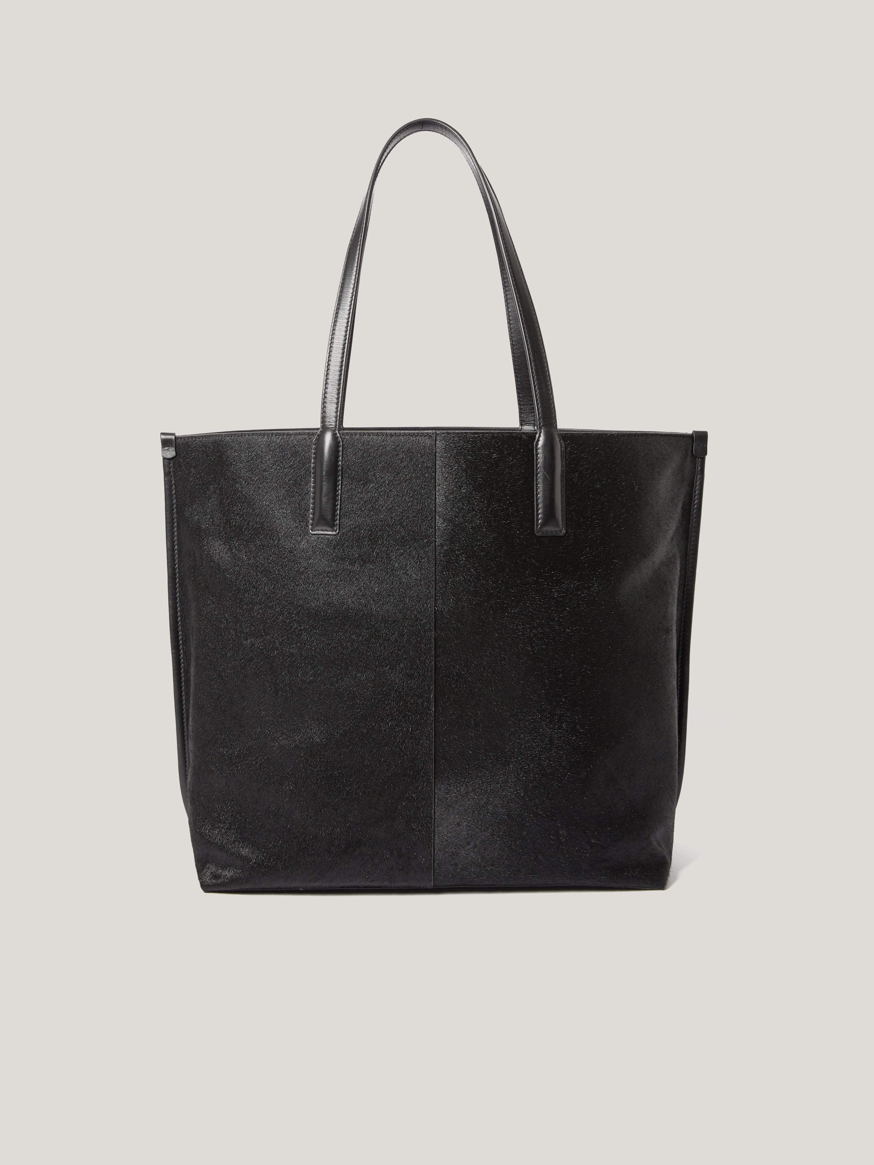 Luxury Calf Hair Leather Tote Bag for Women - Stylish Black Designer Handbag for Work, Travel & Everyday Use