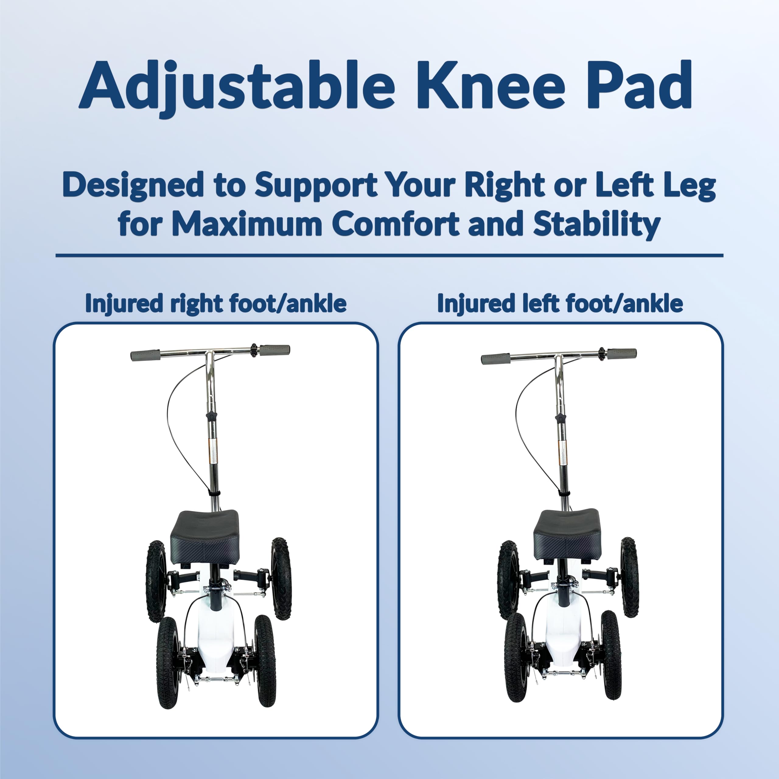 KneeRover All-Terrain Fusion 4-Wheel Steering Knee Scooter for Adults - Heavy Duty Knee Walker for Foot Surgery, Broken Ankle & Foot Injuries - Mobility Aid for Indoor/Outdoor Use After Surgery or Injury