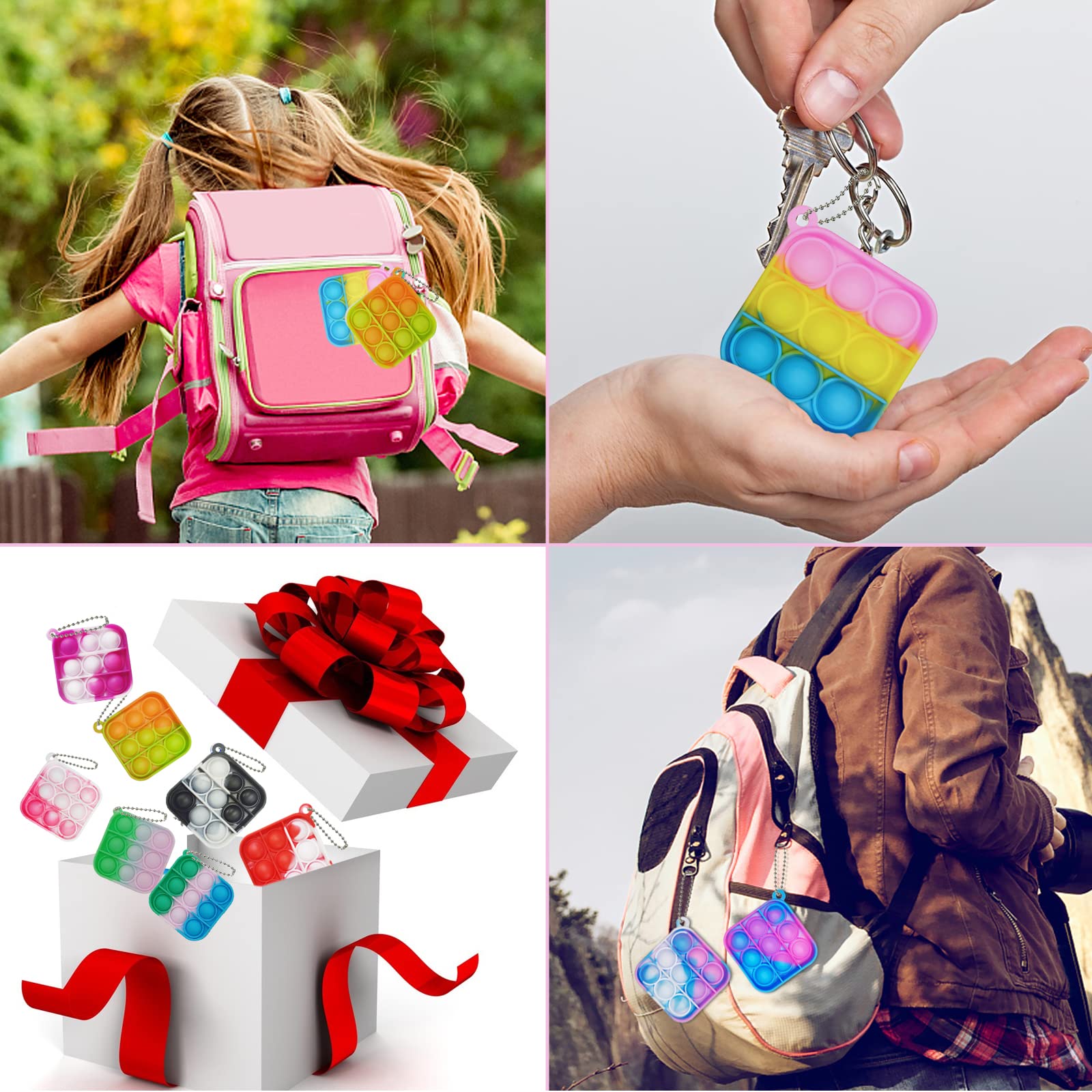 120 Pcs Mini Pop Bubble Fidget Toys - Bulk Silicone Sensory Stress Relief Keychains for Kids, Classroom Prizes & Party Favors | Perfect for Christmas Stocking Stuffers, Valentine Gifts, Goodie Bags & Anxiety Relief (Great for ADHD, Autism & Stress Management)