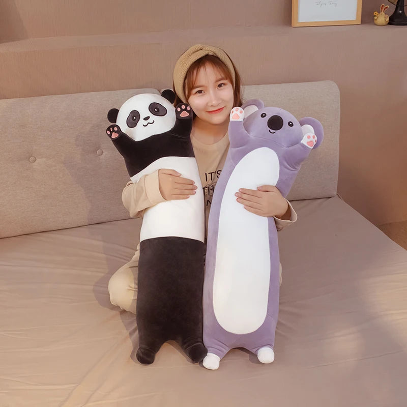 **70/110cm Koala & Panda Plush Stuffed Animals - Super Soft Kawaii Plush Doll Toys for Kids, Best Birthday Gifts, Cute Long Pillow for Bedroom Decor, Nursery, and Cuddling**