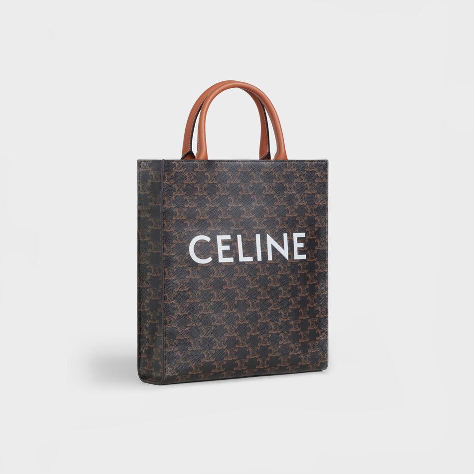 Celine Small Cabas Vertical Bag in Triomphe Canvas - Luxury Crossbody Purse for Women, Perfect for Work, Travel & Everyday Use
